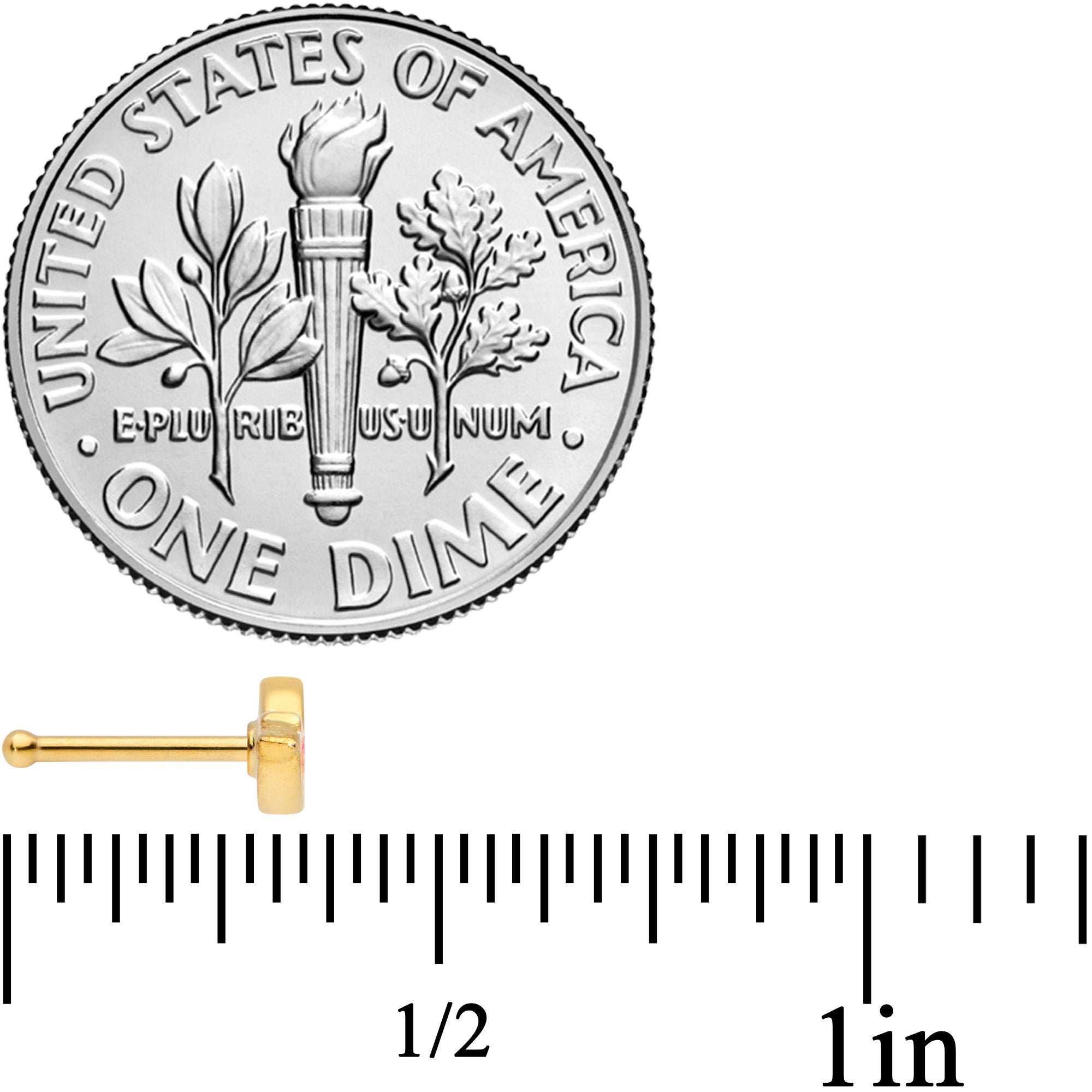 20G 1/4 Gold Tone Pink Wing Pretty Bird Nose Bone