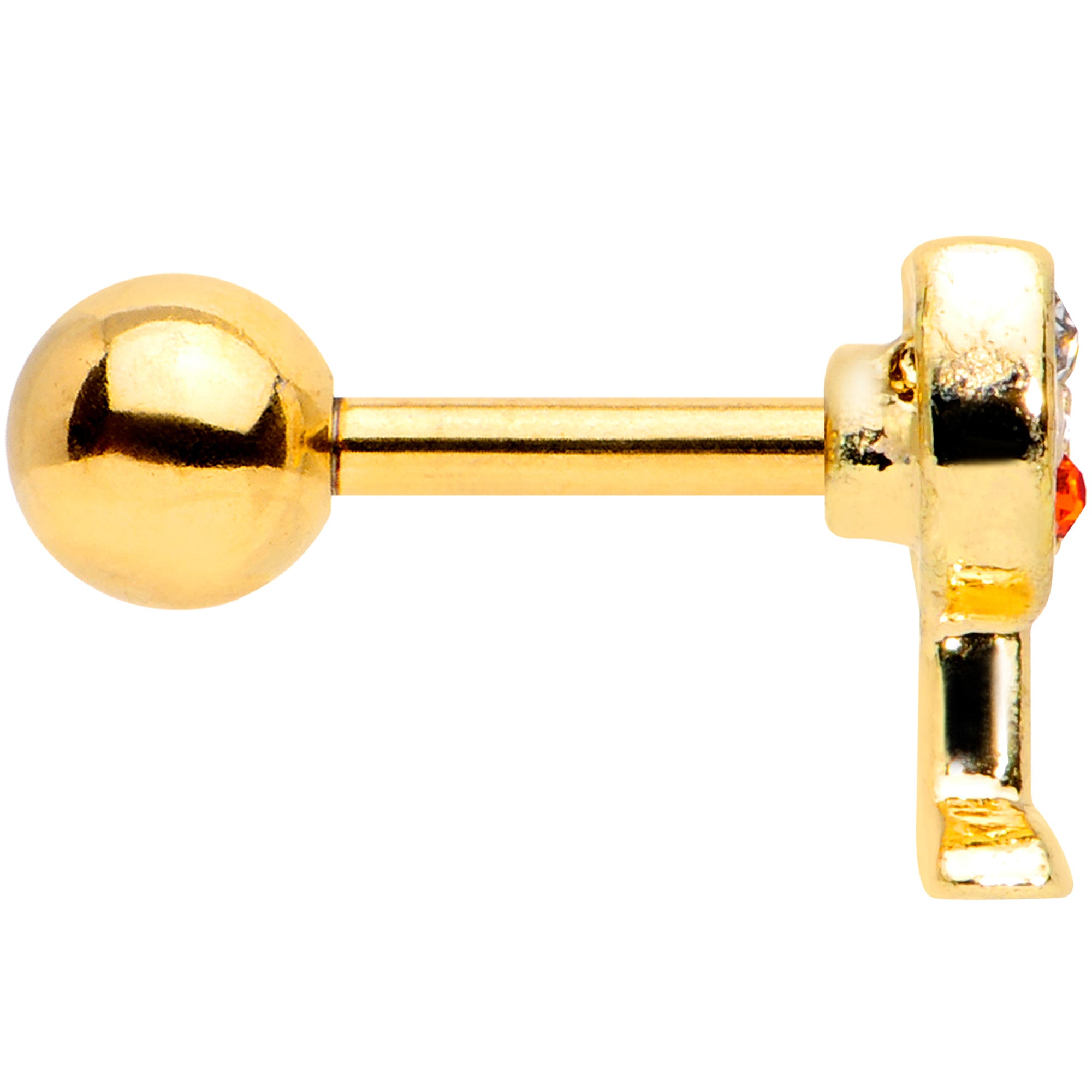 16G 1/4 Red Gem Gold Tone Holiday Wine Glass Cartilage Tragus