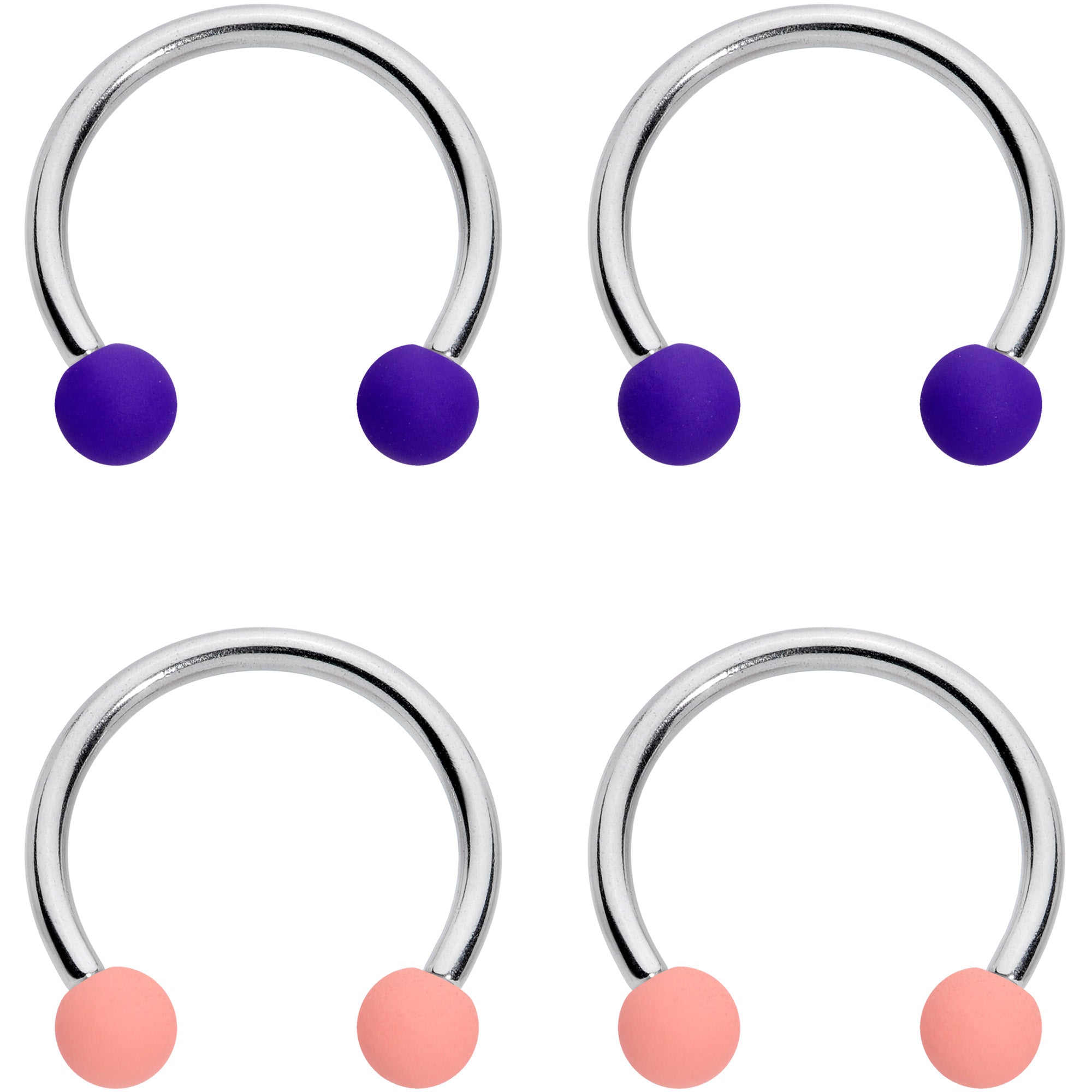 16G 3/8 Peach Purple Matte Horseshoe Circular Barbell Set of 4