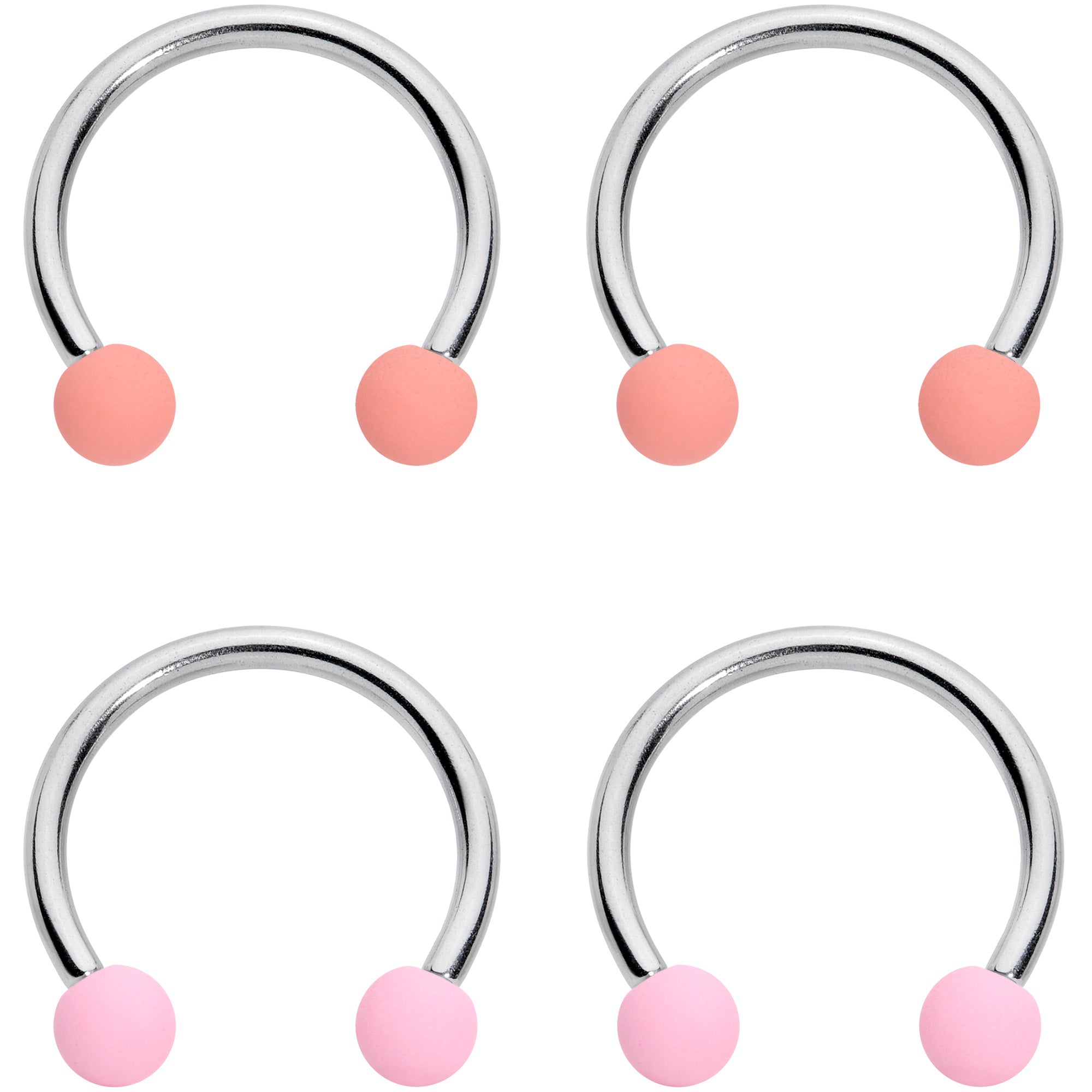 16G 3/8 Pink Peach Matte Horseshoe Circular Barbell Set of 4
