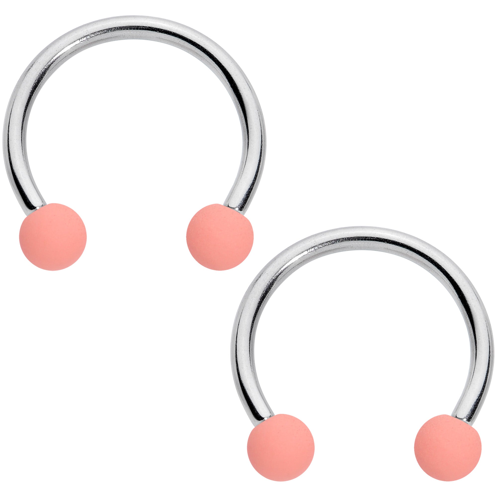16G 3/8 Pink Peach Matte Horseshoe Circular Barbell Set of 4