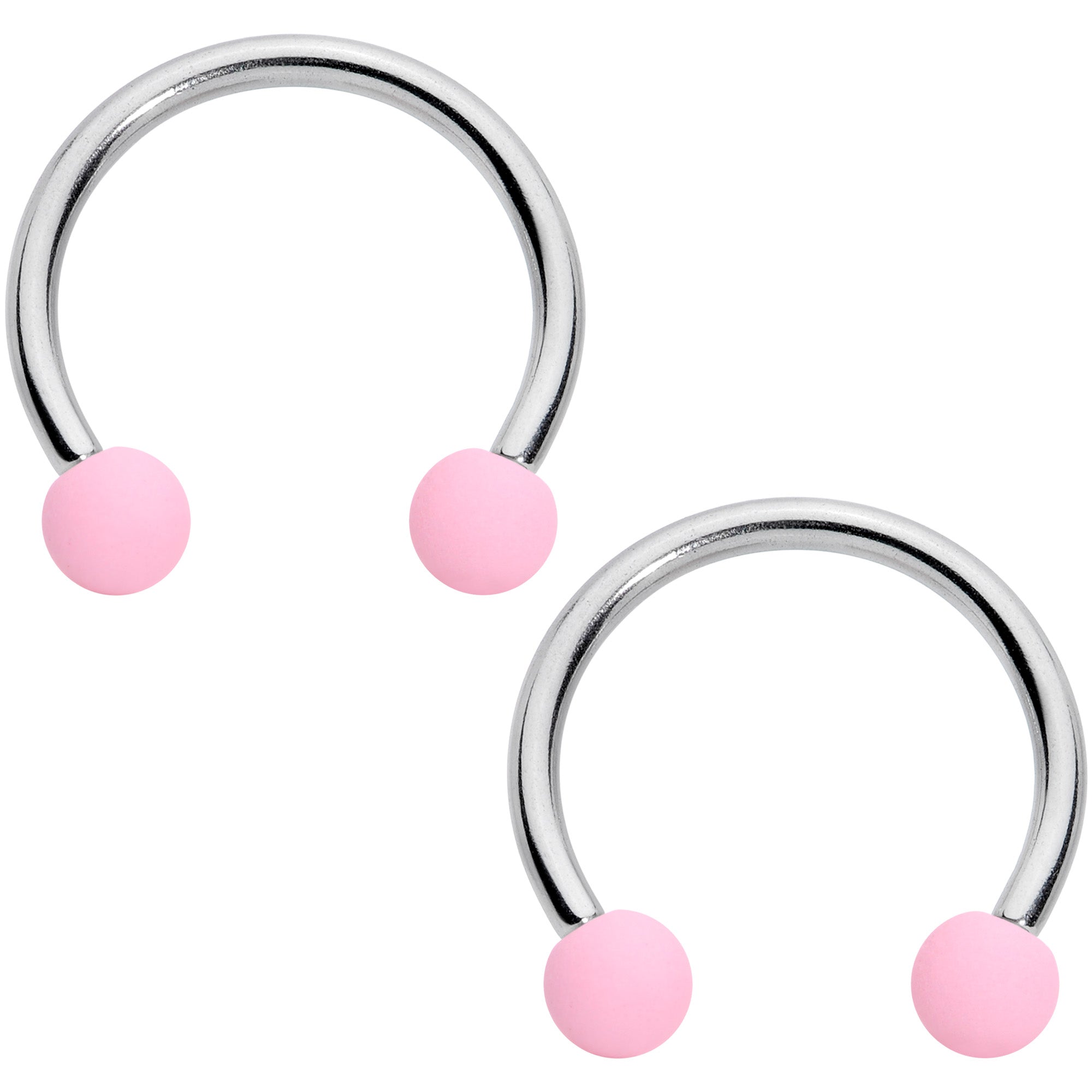 16G 3/8 Pink Peach Matte Horseshoe Circular Barbell Set of 4