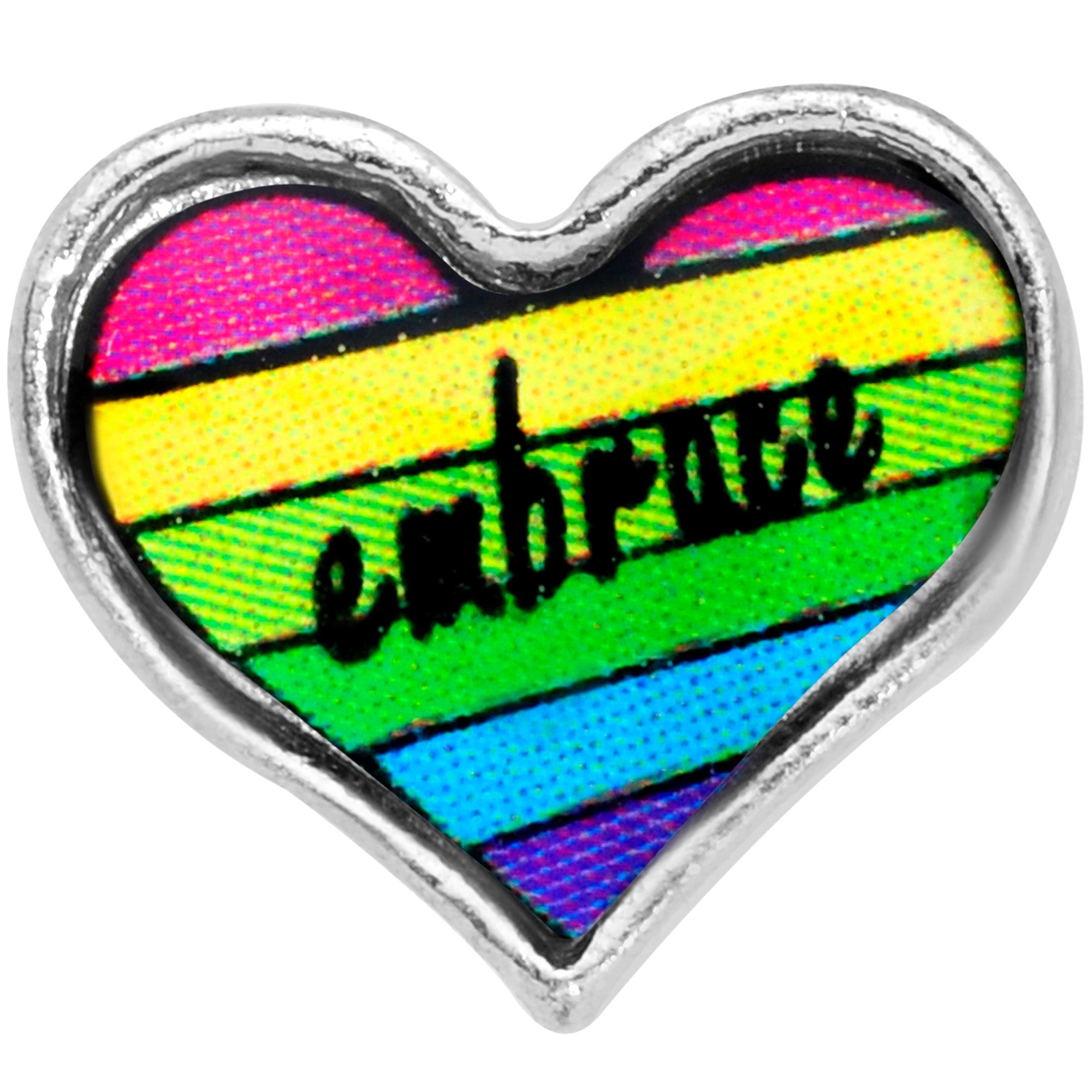 Rainbow Embrace Pride Heart Barbell Tongue Ring