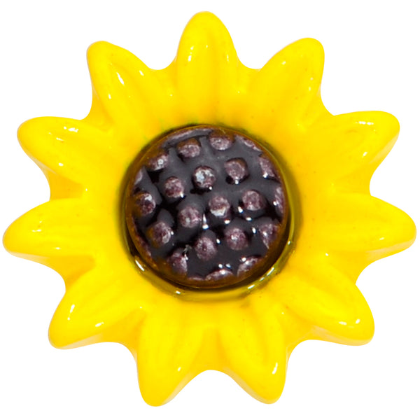 16 Gauge 1/4 Yellow Sunflower Cartilage Tragus Earring BodyCandy