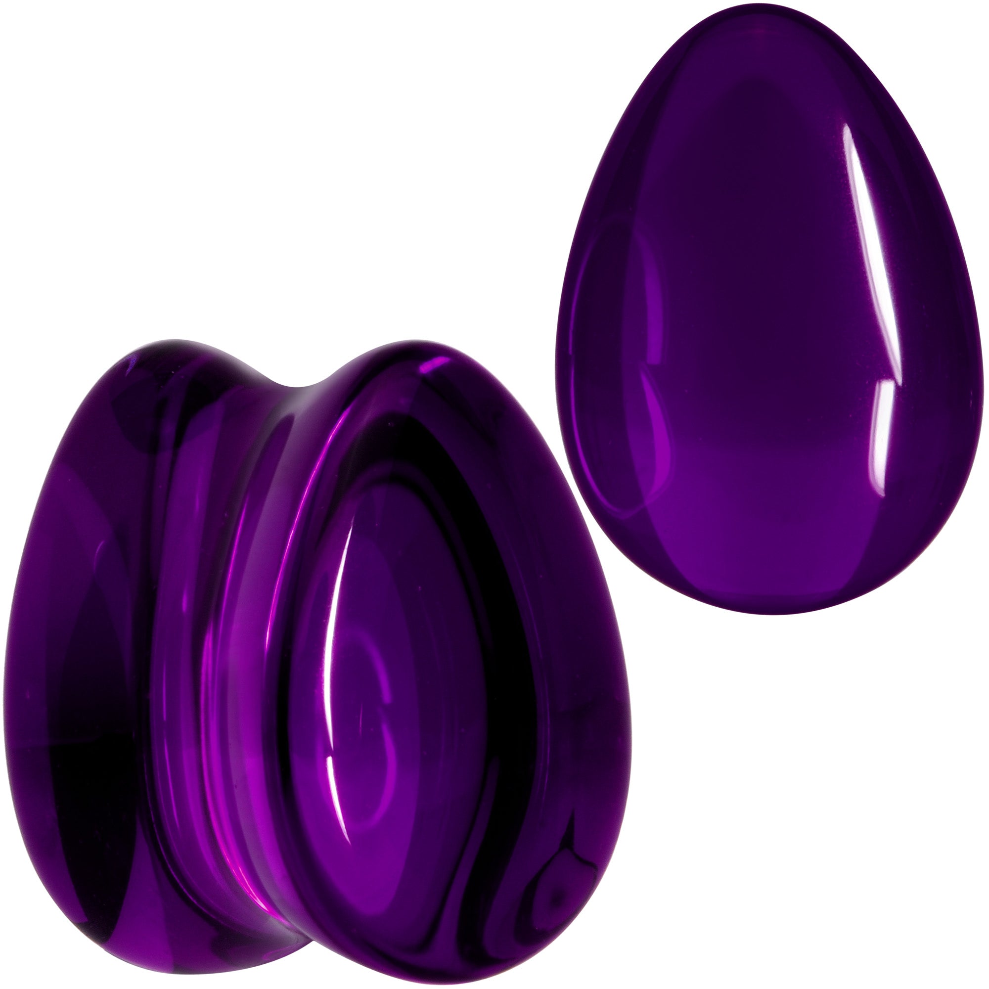 Solid Purple Glass Teardrop Plug Set