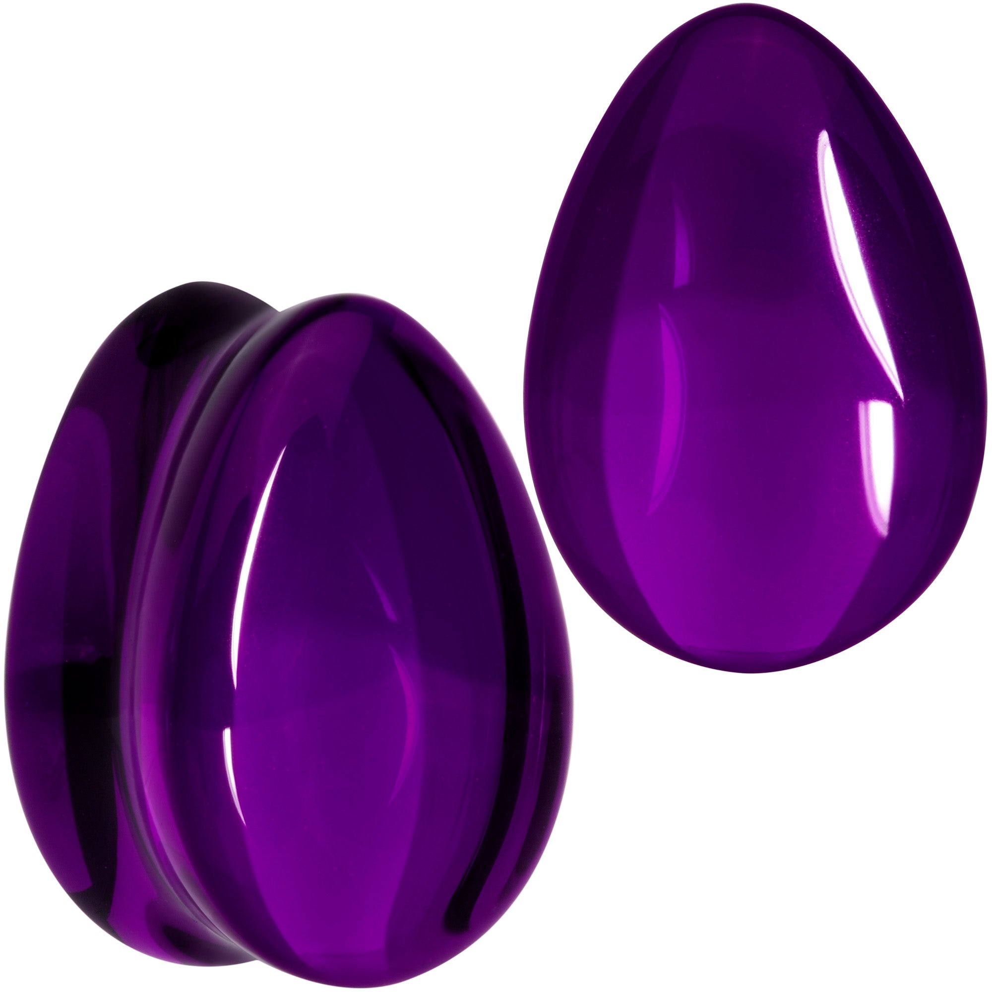 Solid Purple Glass Teardrop Plug Set