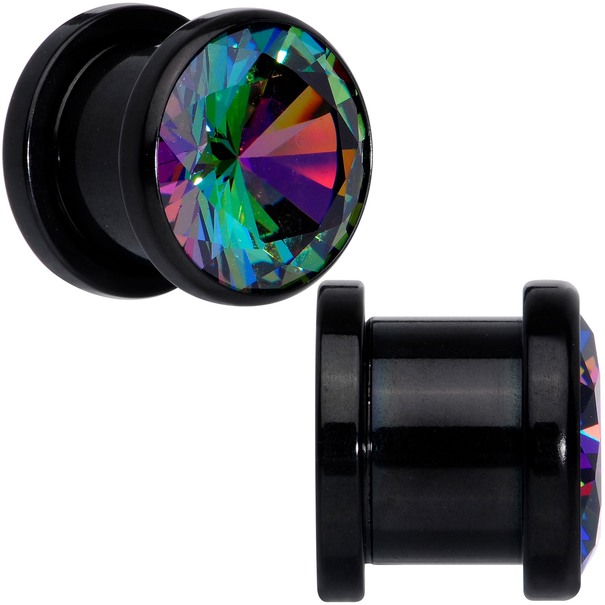 Vitrail CZ Gem Black Screw Fit Plug Set