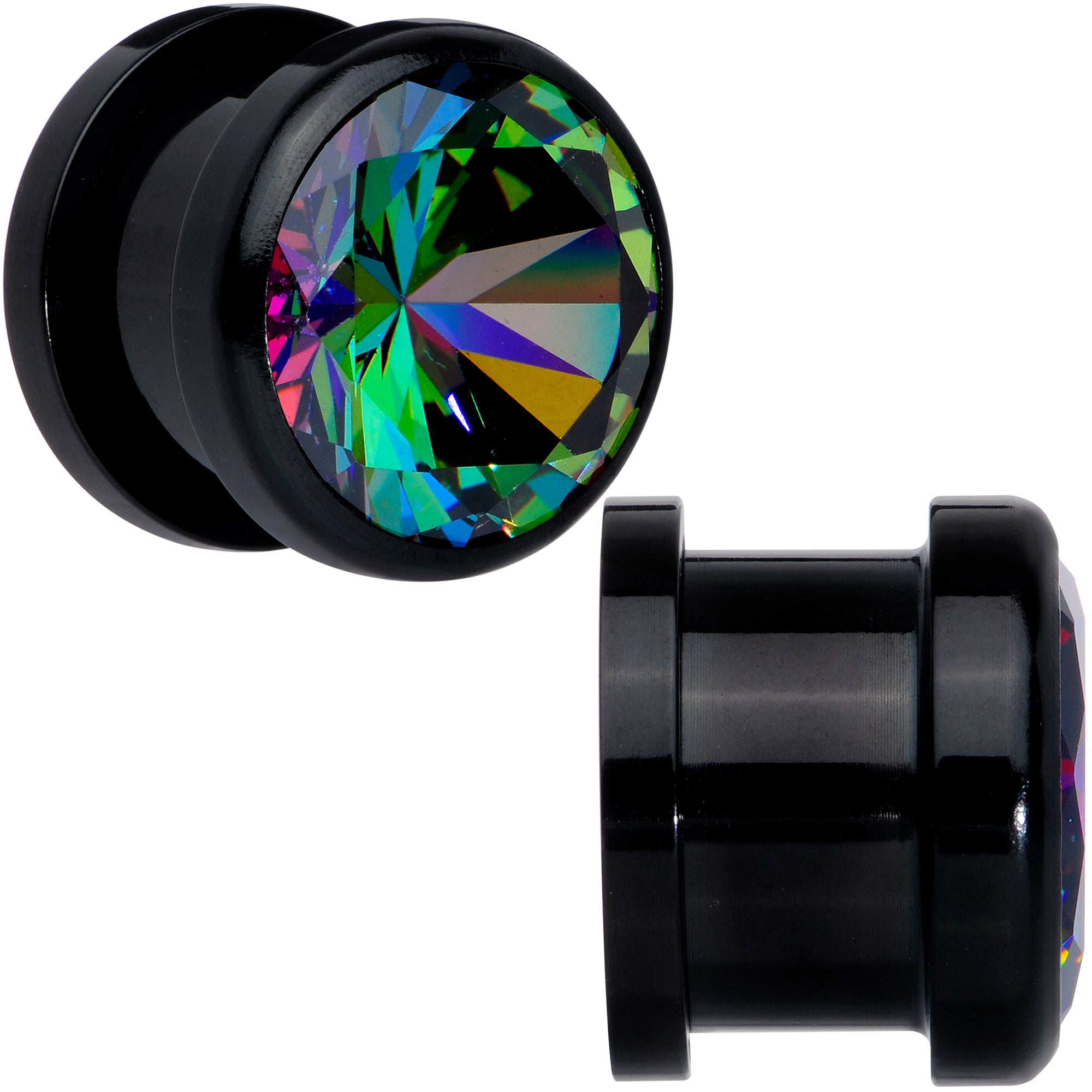 Vitrail CZ Gem Black Screw Fit Plug Set