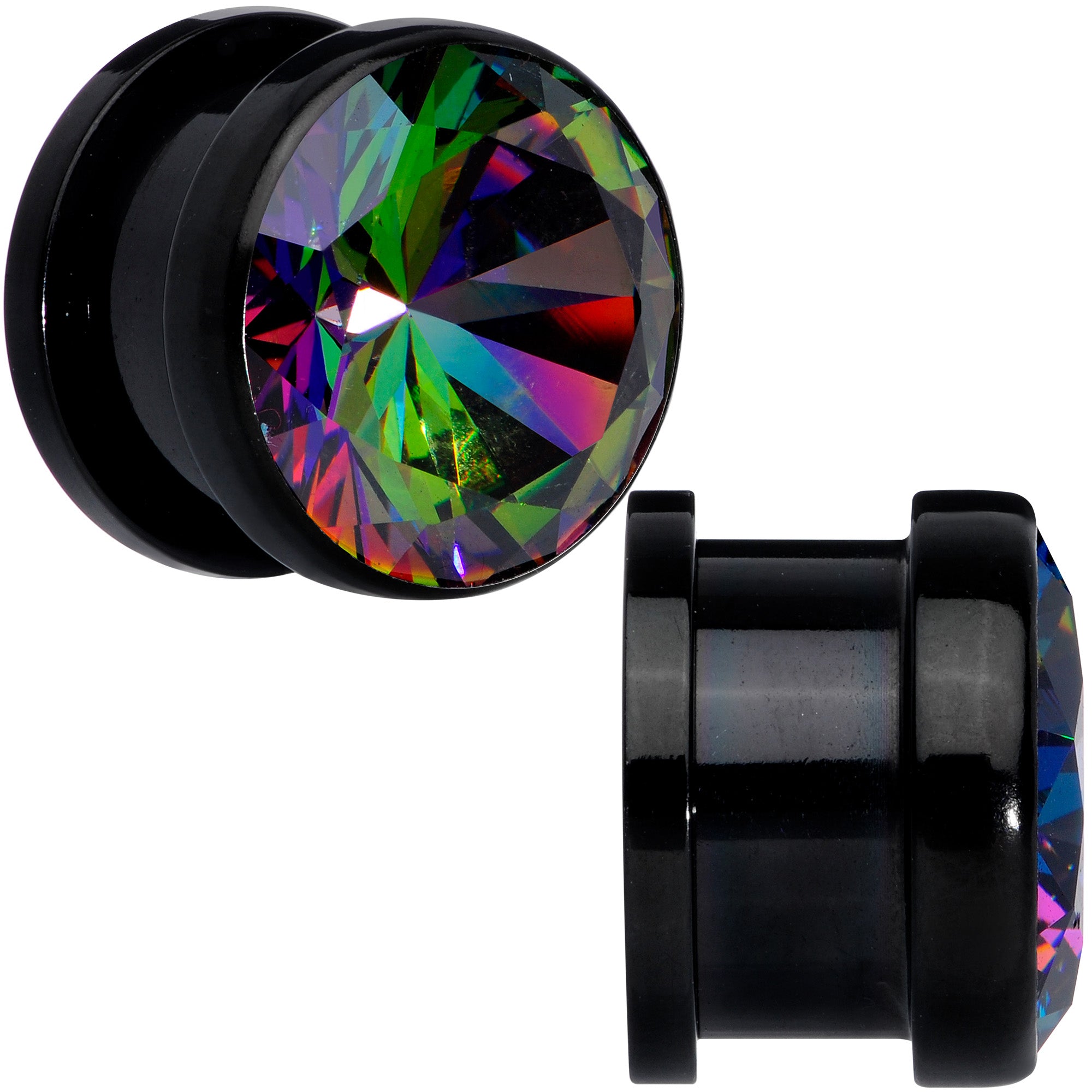 Vitrail CZ Gem Black Screw Fit Plug Set