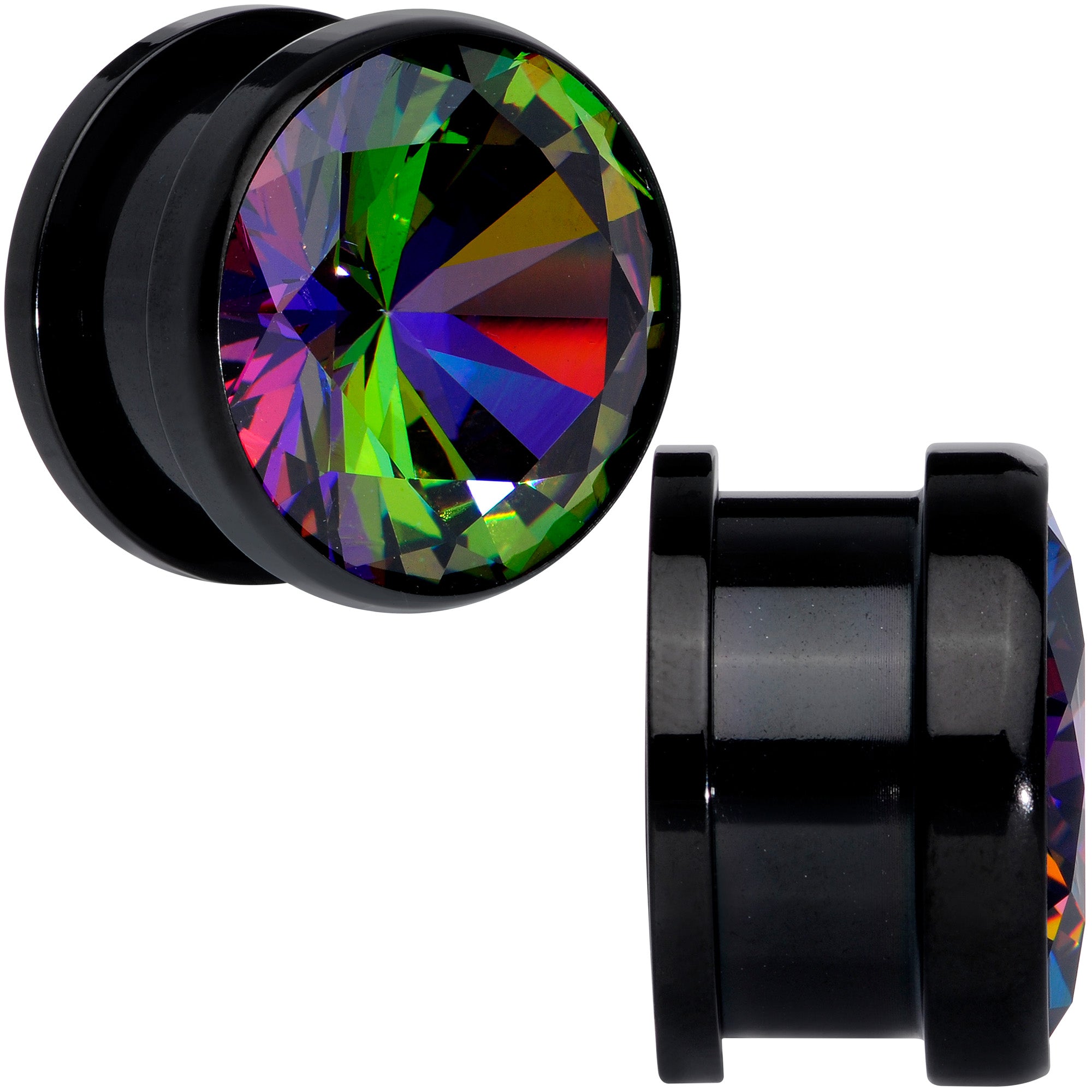 Vitrail CZ Gem Black Screw Fit Plug Set
