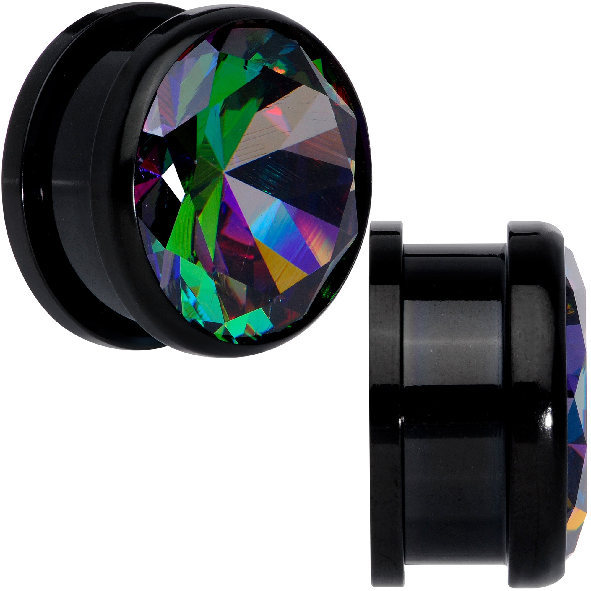 Vitrail CZ Gem Black Screw Fit Plug Set