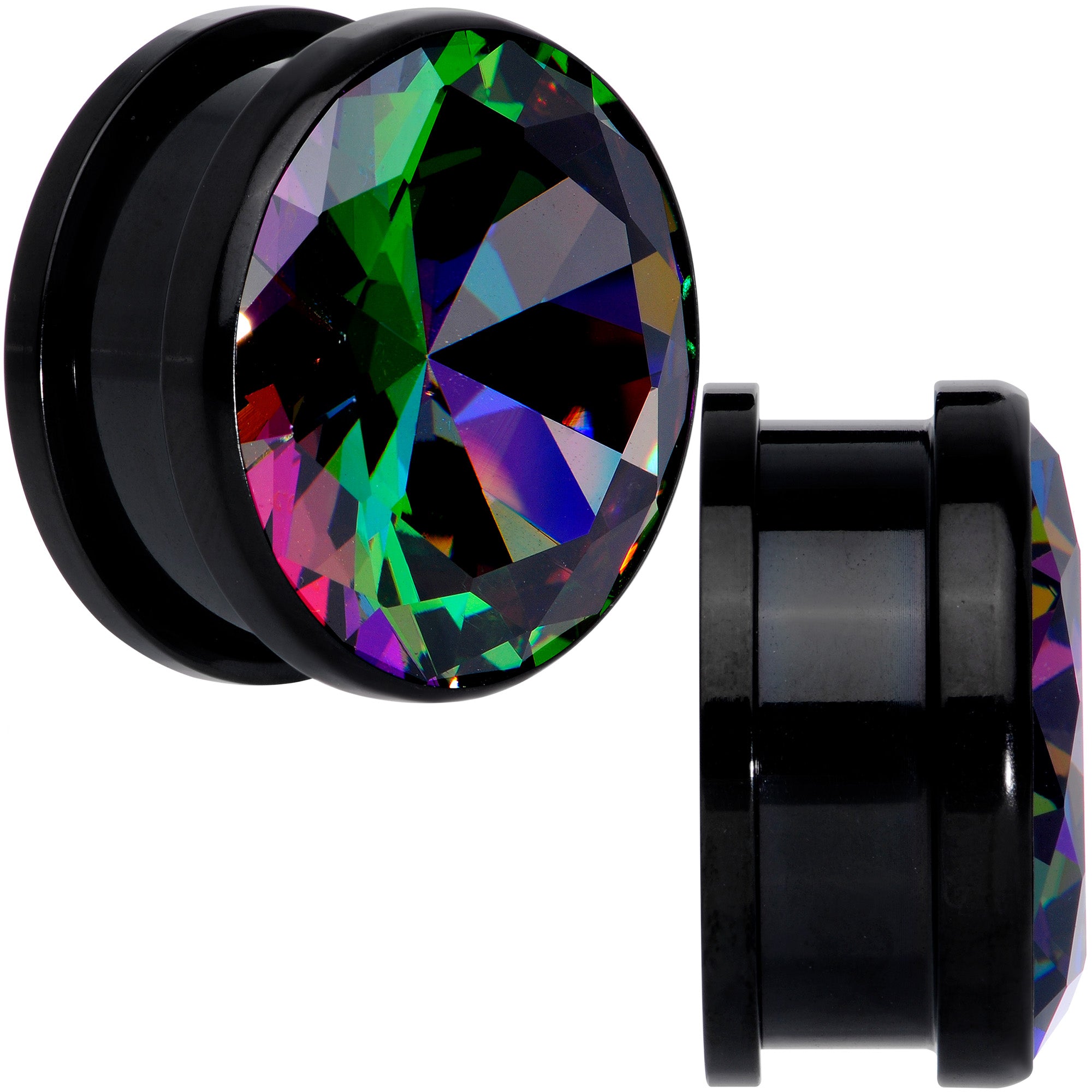 Vitrail CZ Gem Black Screw Fit Plug Set