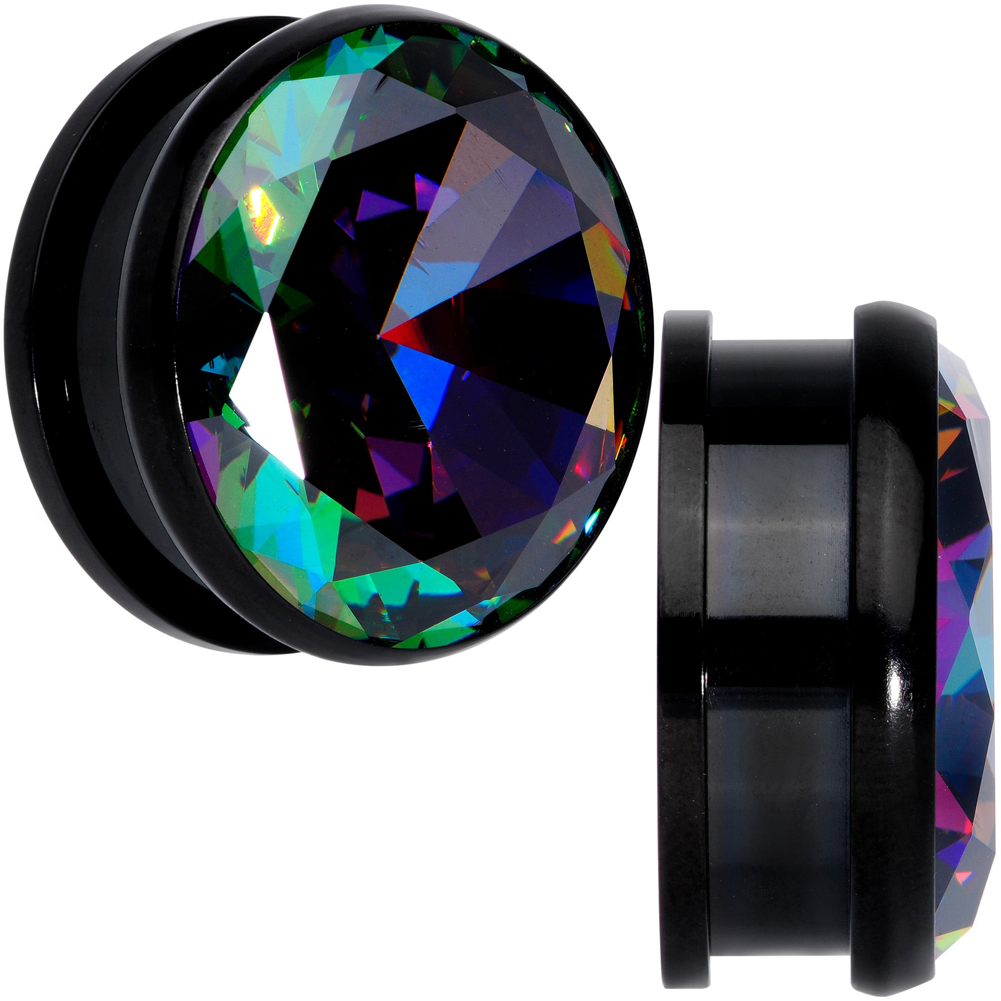 Vitrail CZ Gem Black Screw Fit Plug Set