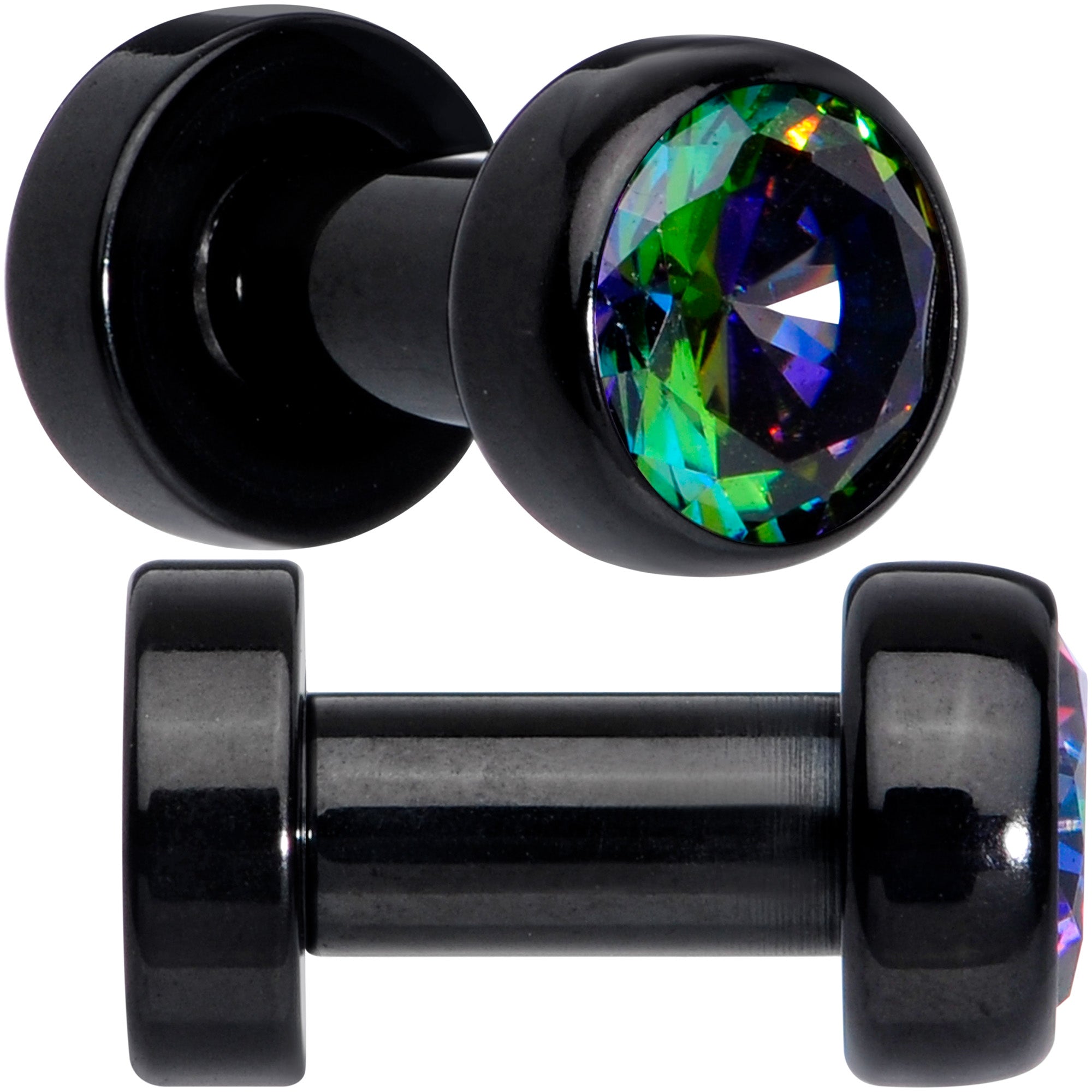 Vitrail CZ Gem Black Screw Fit Plug Set