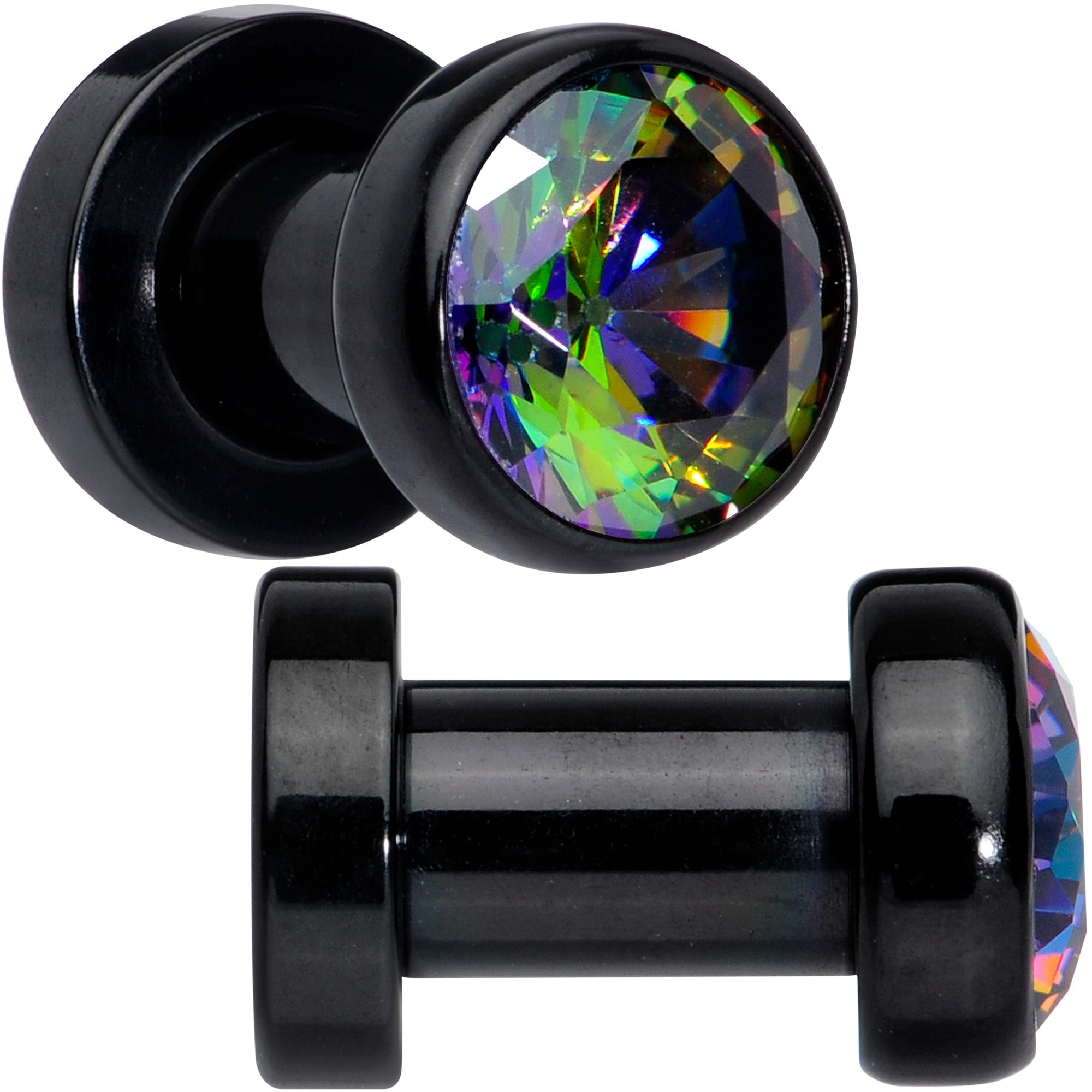 Vitrail CZ Gem Black Screw Fit Plug Set