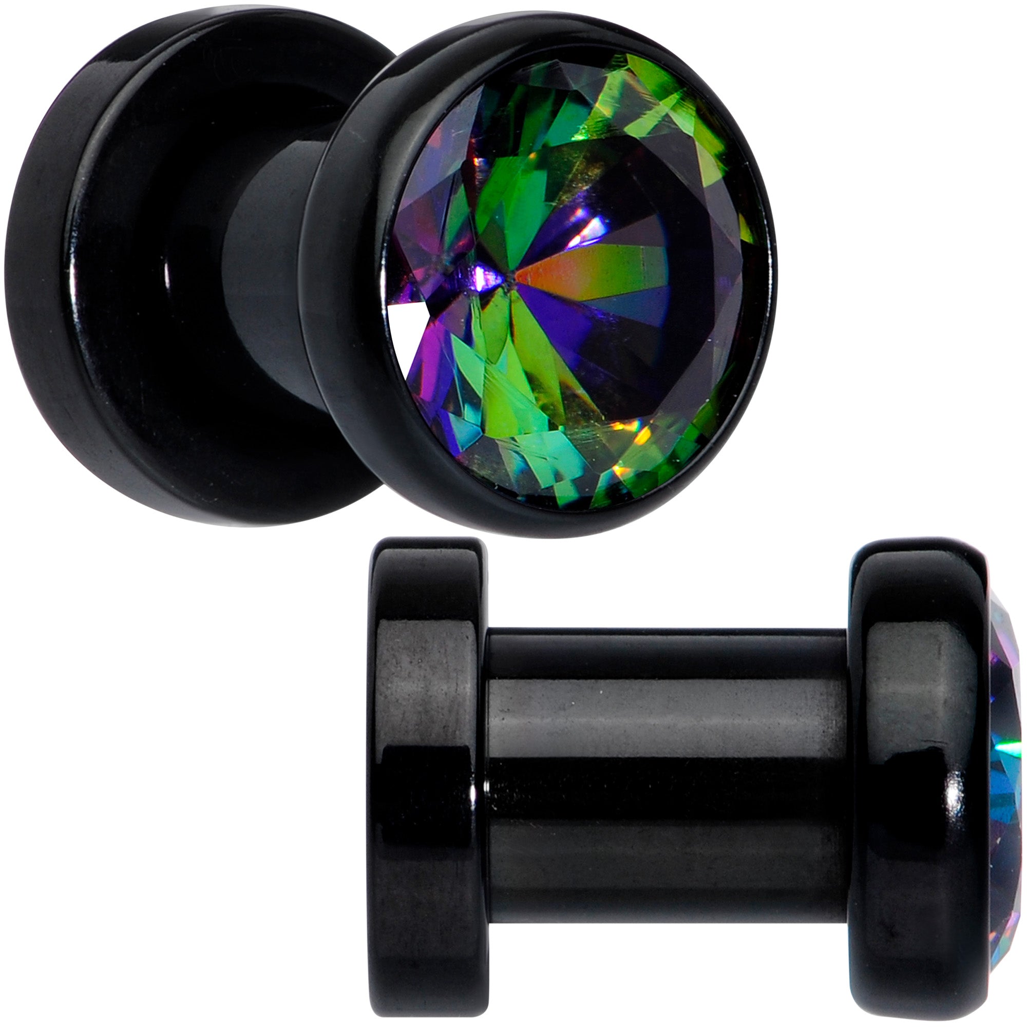 Vitrail CZ Gem Black Screw Fit Plug Set