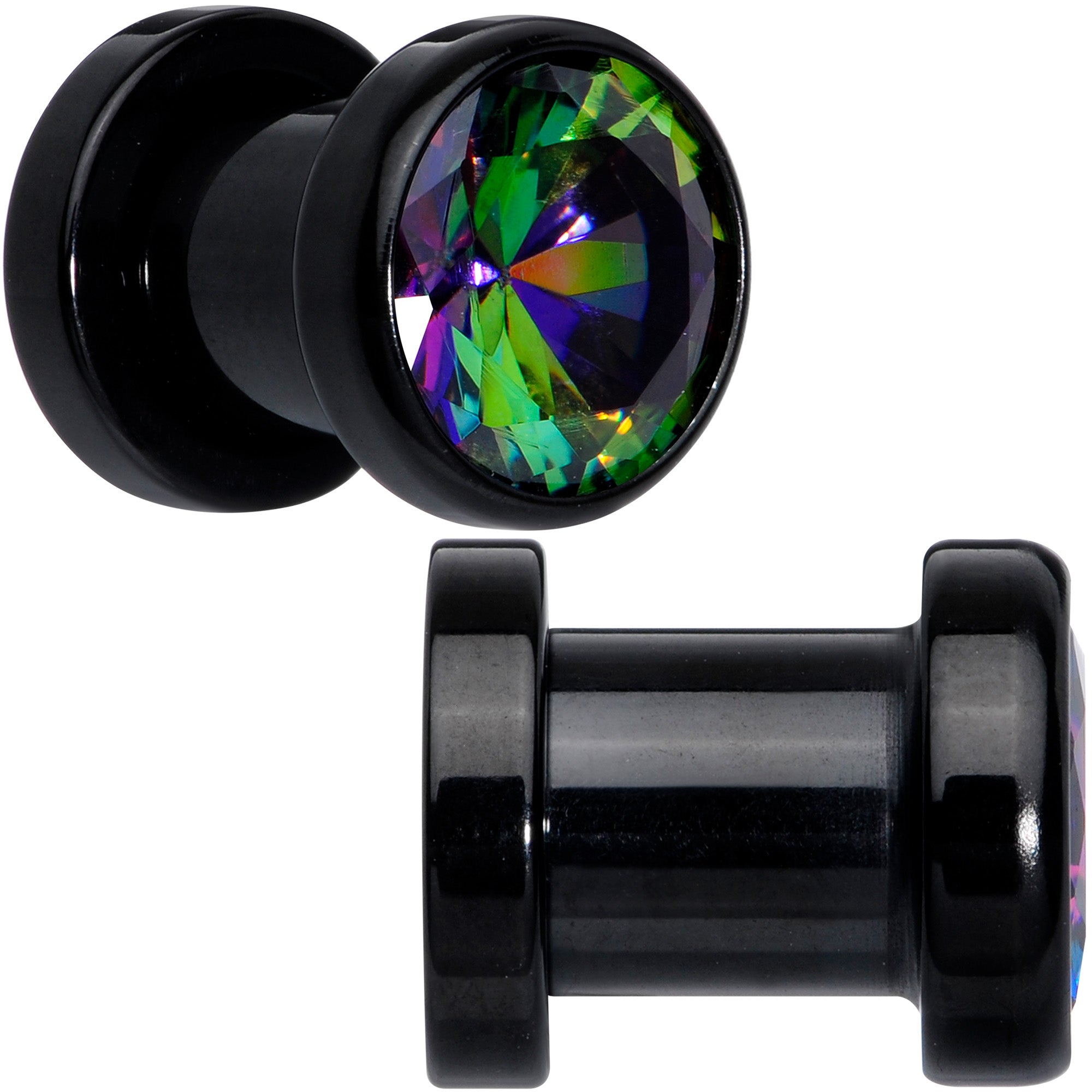 Vitrail CZ Gem Black Screw Fit Plug Set