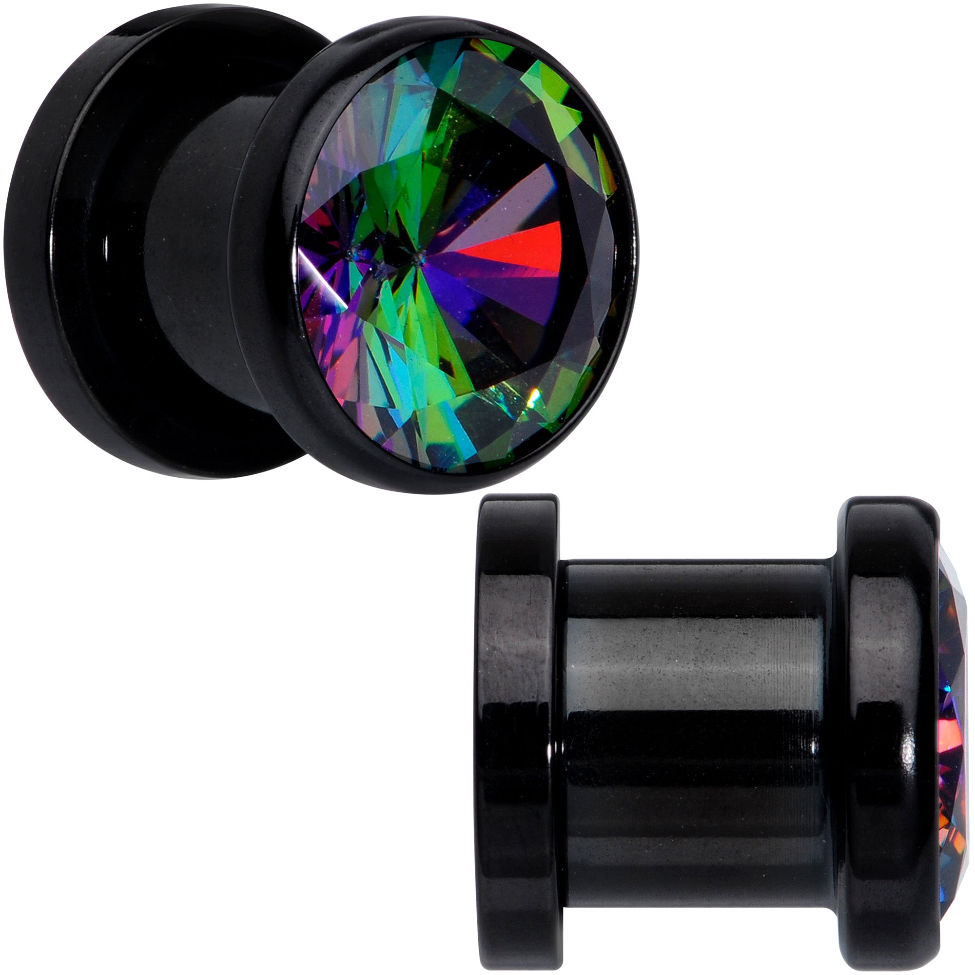 Vitrail CZ Gem Black Screw Fit Plug Set