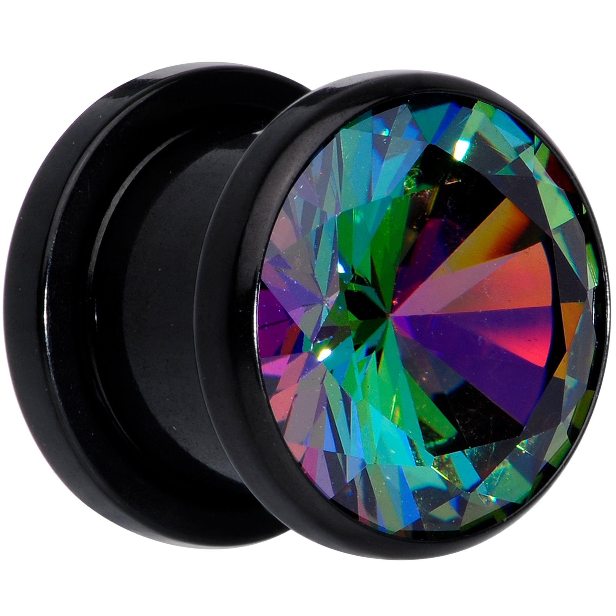 Vitrail CZ Gem Black Screw Fit Plug Set