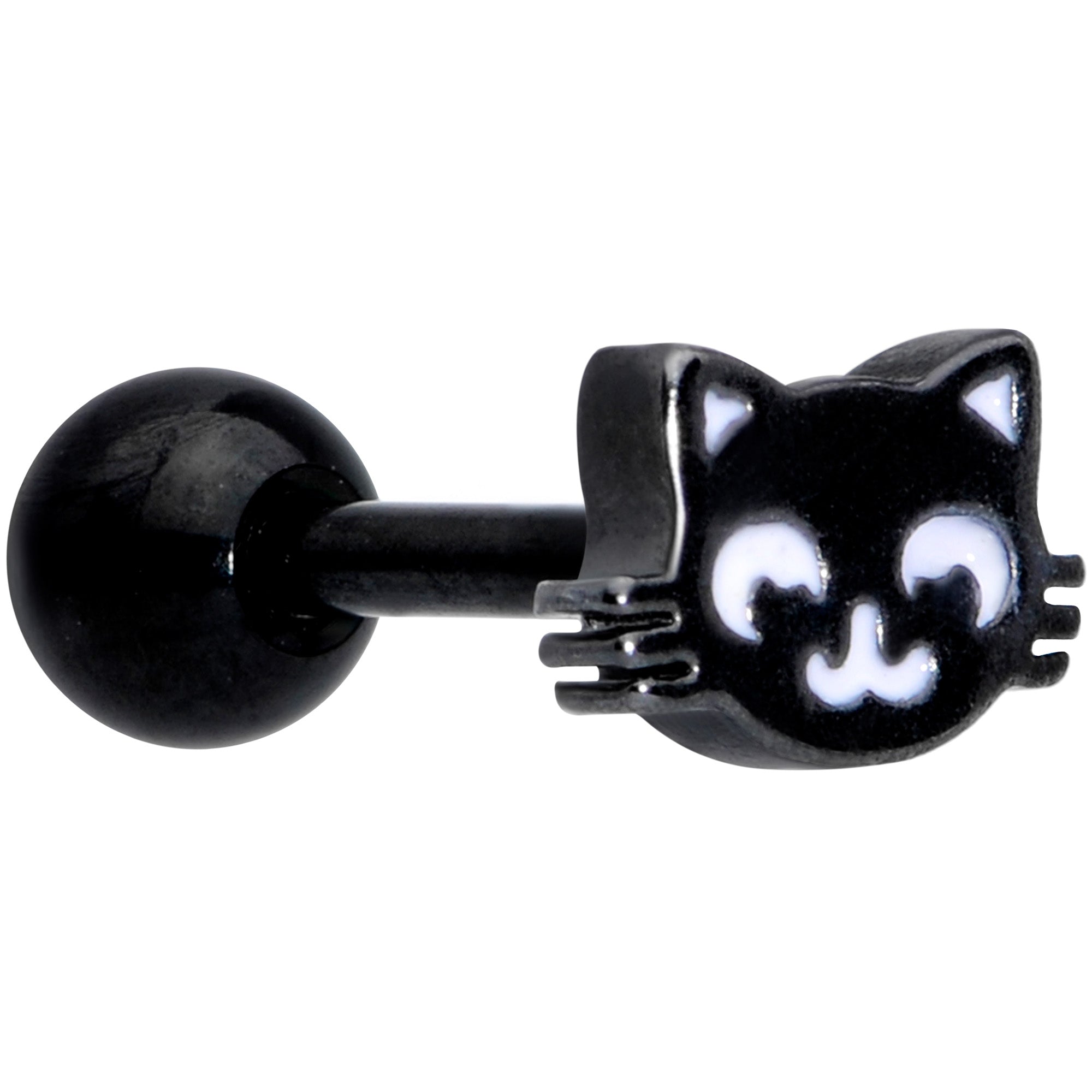 16G 1/4 Black Cat Mouse Halloween Cartilage Tragus Earring