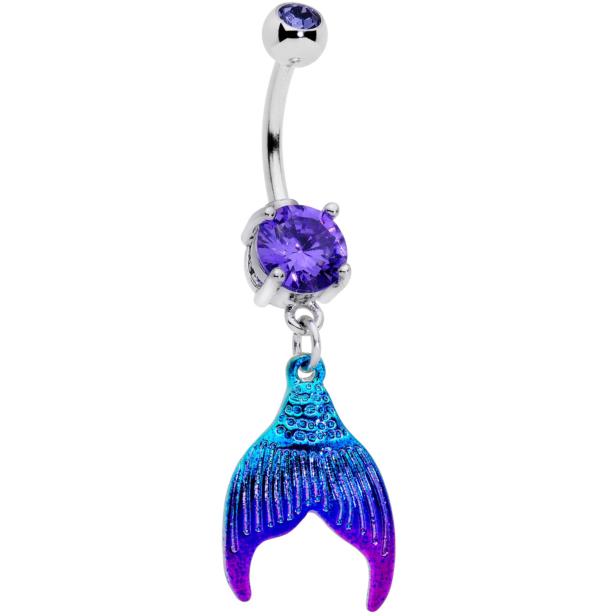 Purple Gem Aqua Pink Mermaid Scale Tail Dangle Belly Ring