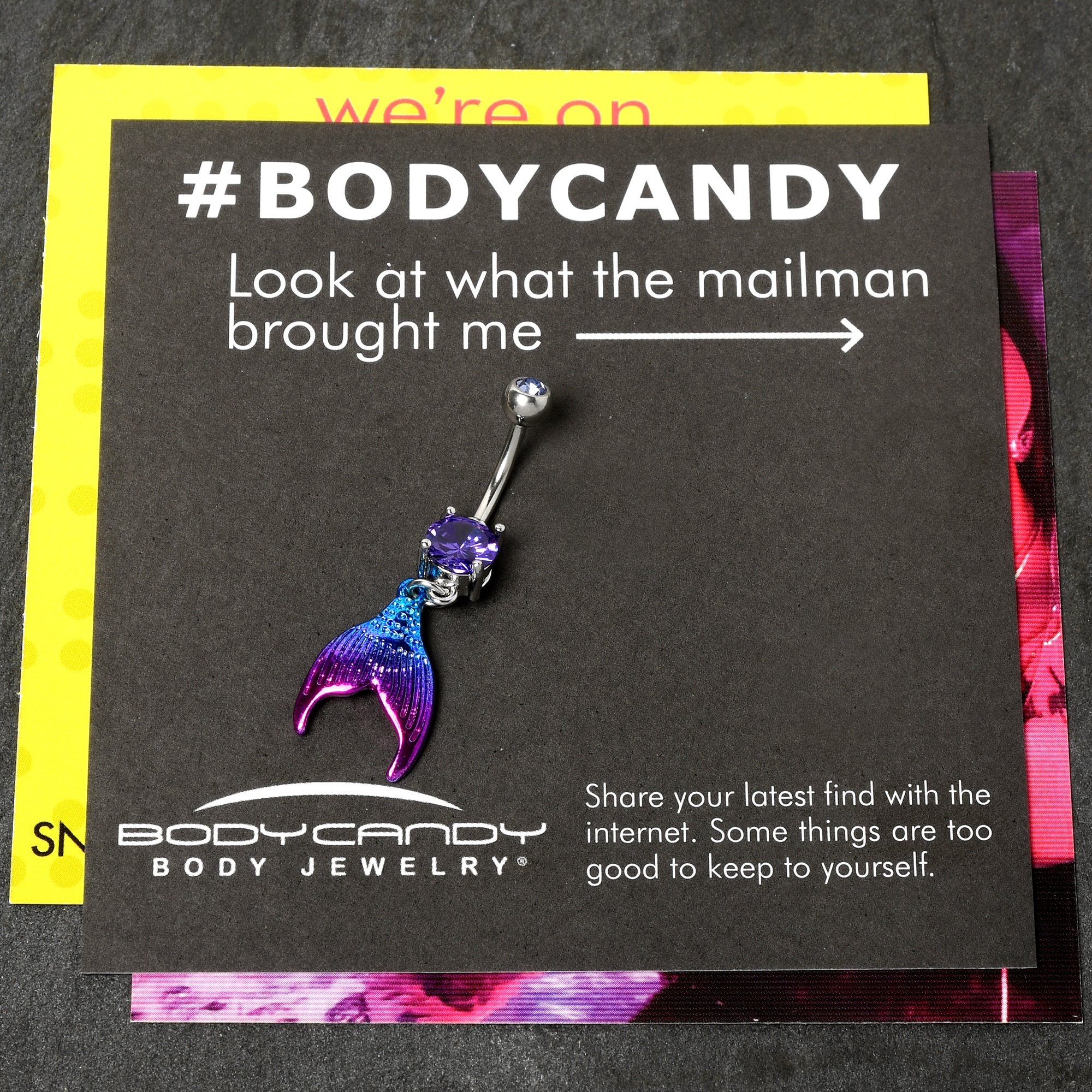 Purple Gem Aqua Pink Mermaid Scale Tail Dangle Belly Ring