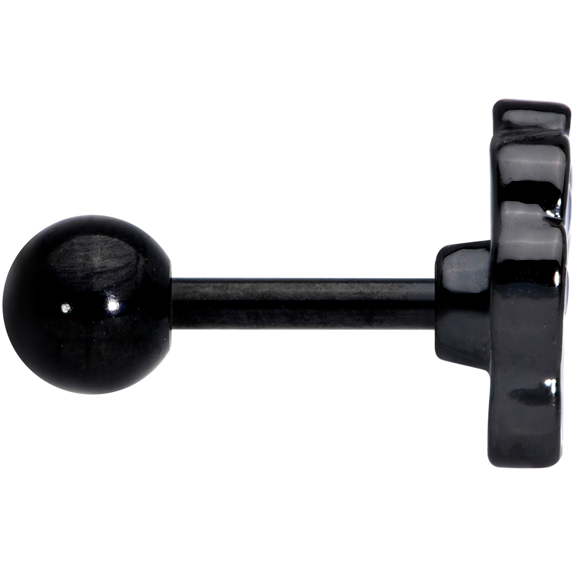 16G 1/4 Black Plated Pink White Dog Paw Print Cartilage Tragus