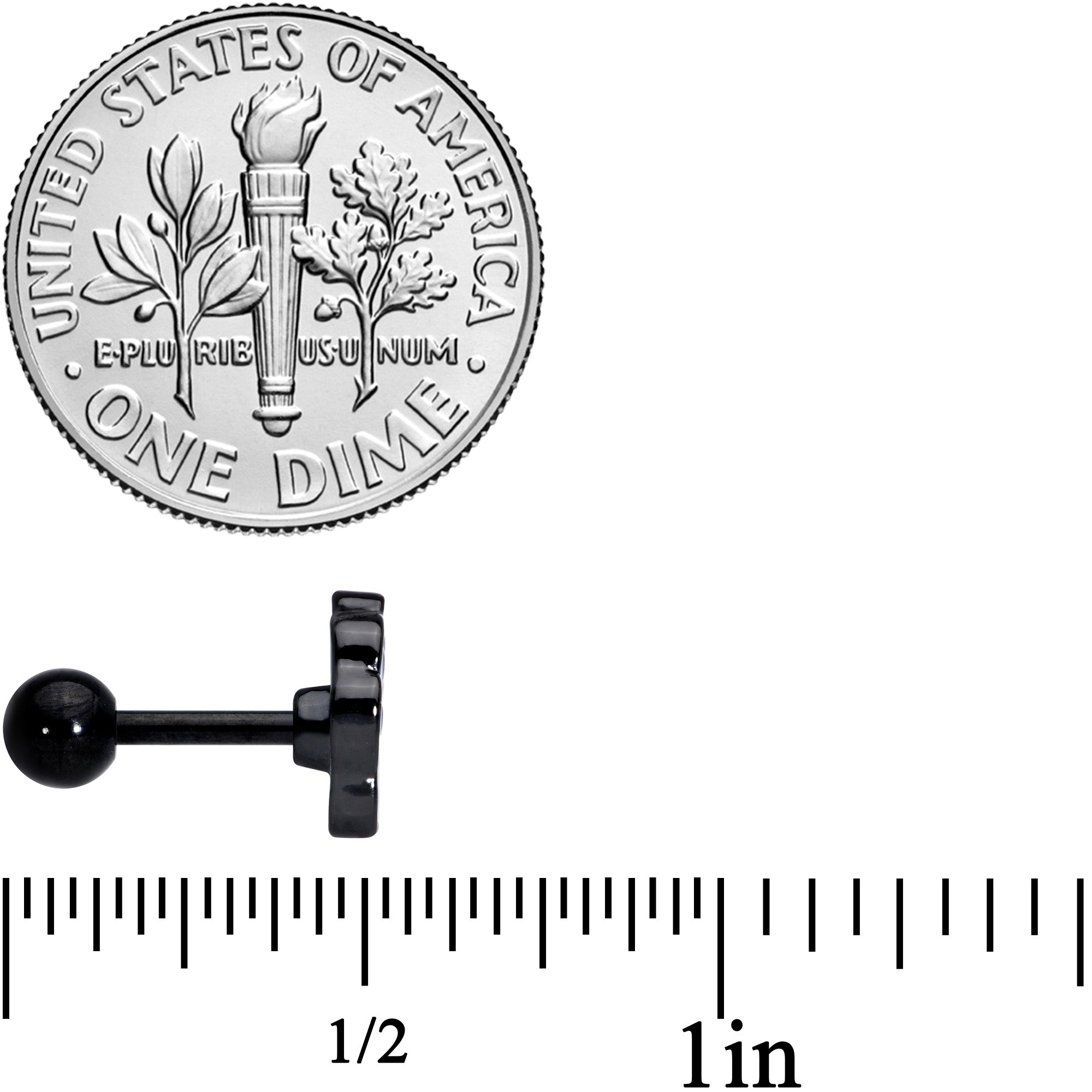 16G 1/4 Black Plated Pink White Dog Paw Print Cartilage Tragus