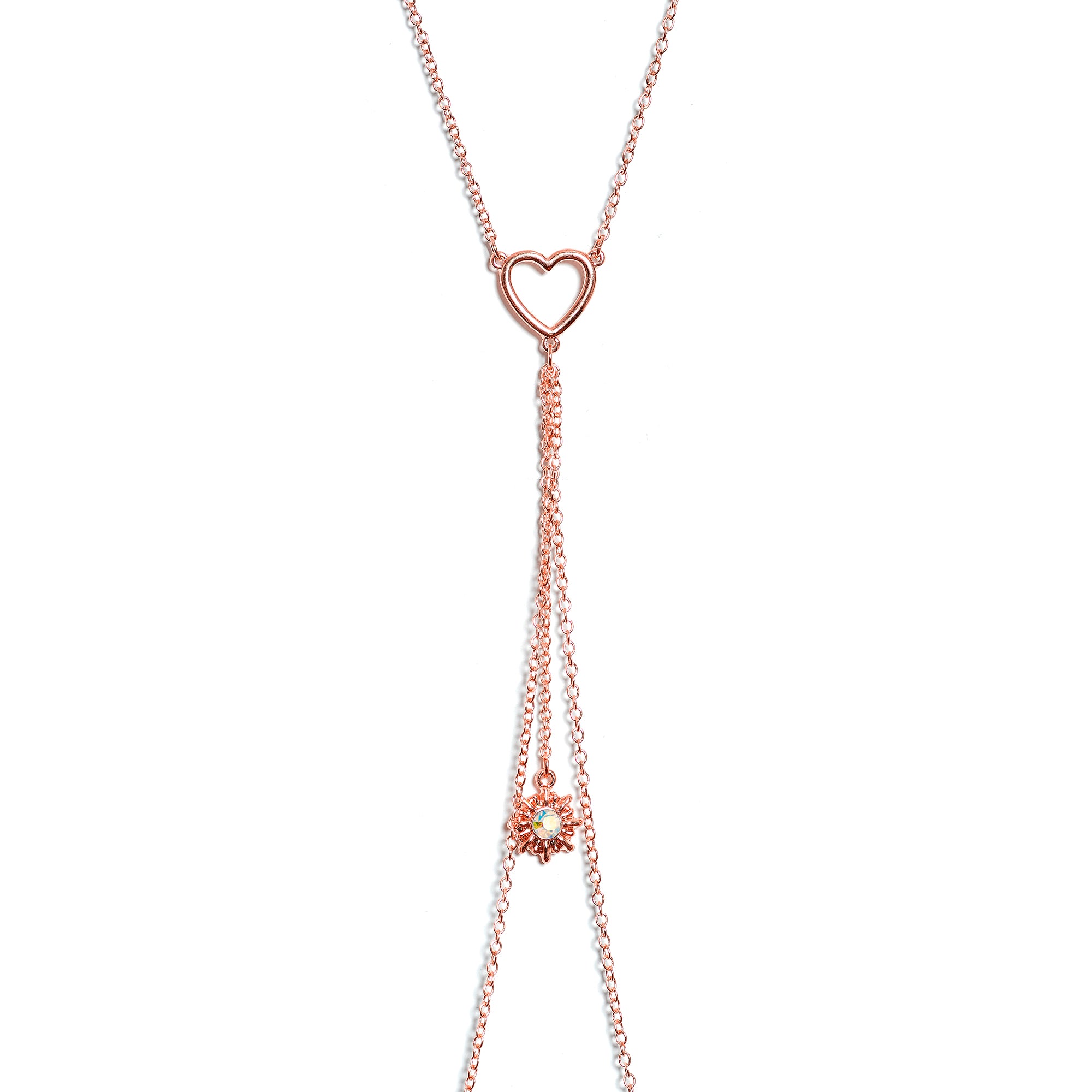 14 Gauge 5/8 Aurora Gem Rose Gold Hue Star Sun Nipple Chain Necklace