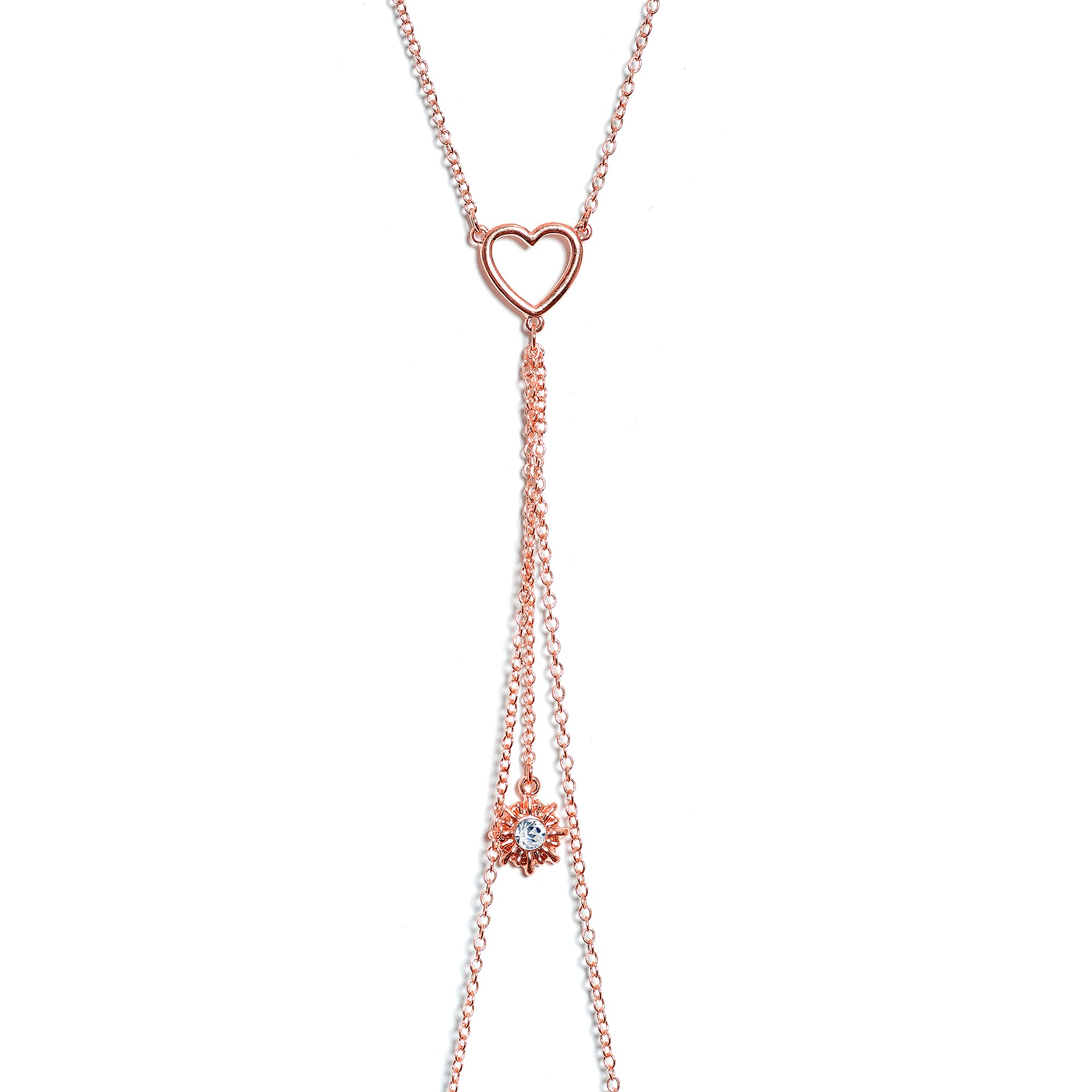 14 Gauge 5/8 Clear Gem Rose Gold Hue Star Sun Nipple Chain Necklace
