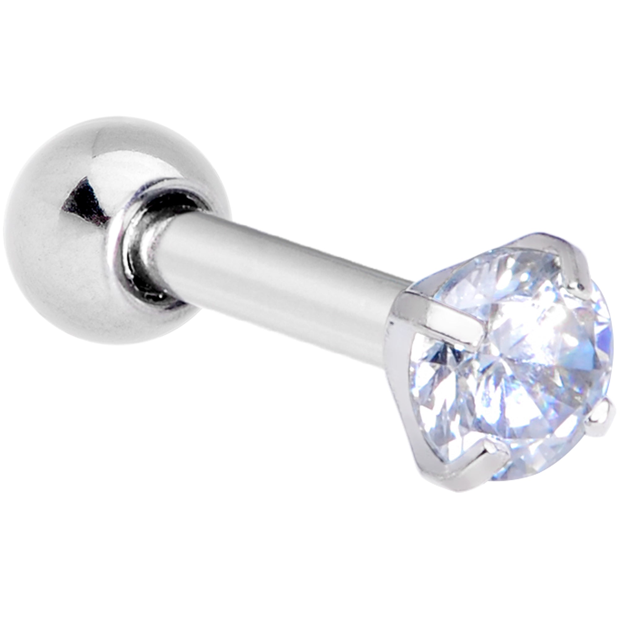 16G 1/4 Clear CZ Gem G23 Titanium 3mm Cartilage Tragus Earring