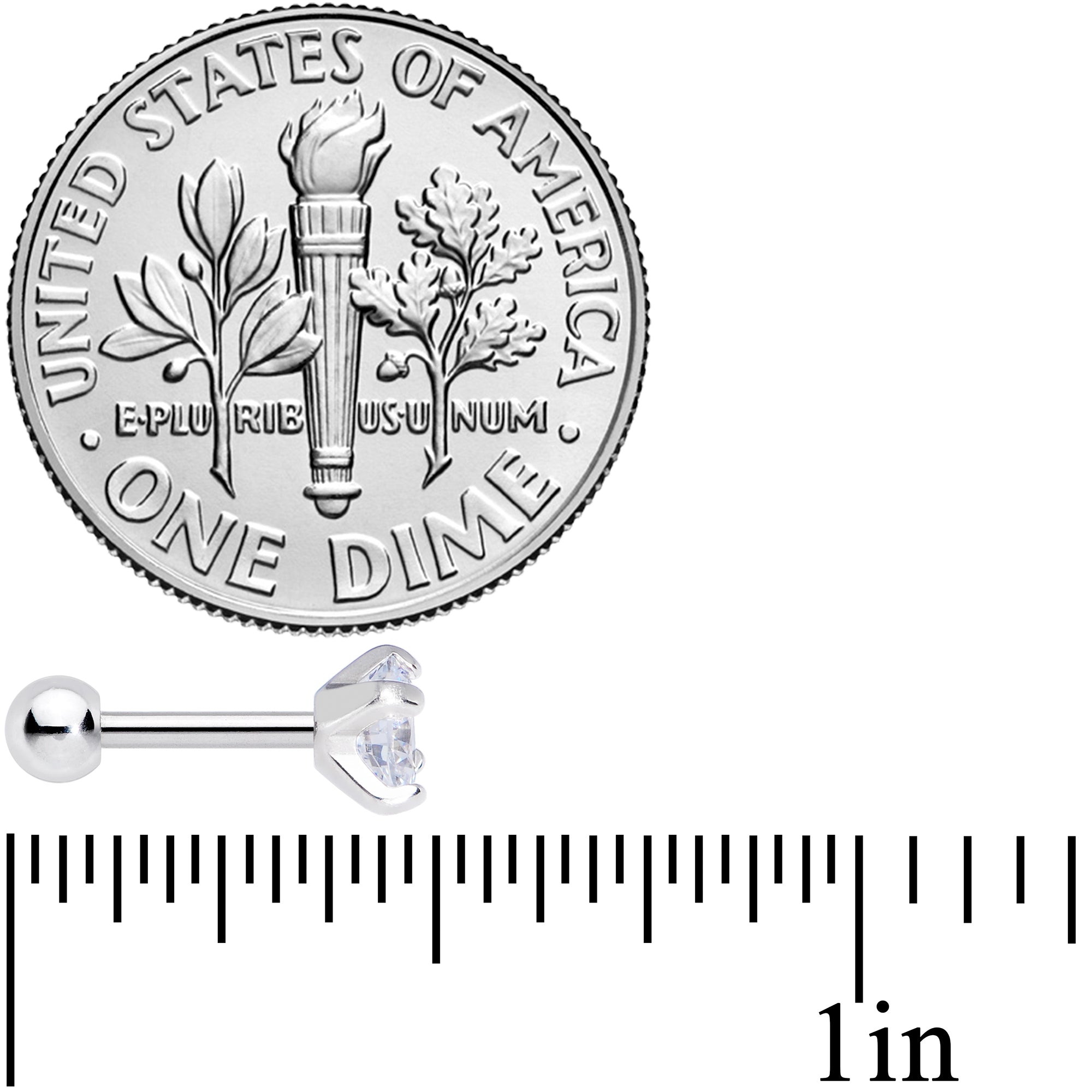 18G 1/4 Clear CZ Gem G23 Titanium 4mm Cartilage Tragus Earring