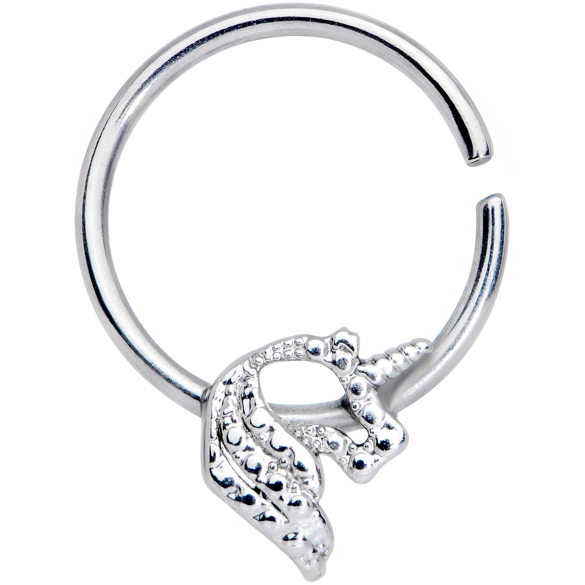 16G 3/8 Clear Gem Silhouette Unicorn Closure Ring