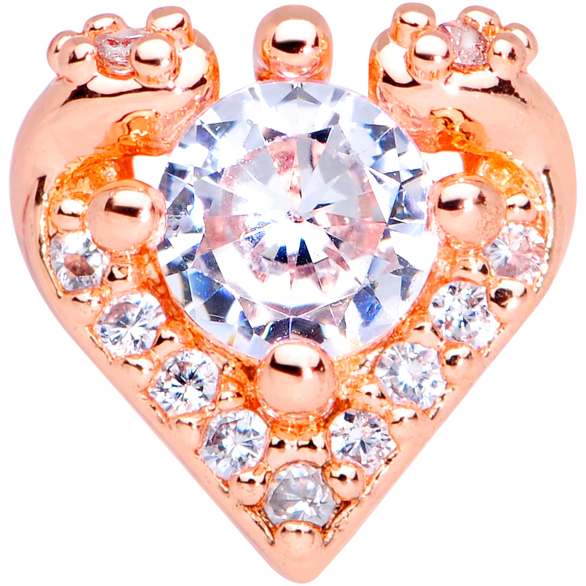 16G 1/4 Clear CZ Gem Rose Gold Tone Valentine Cartilage Tragus