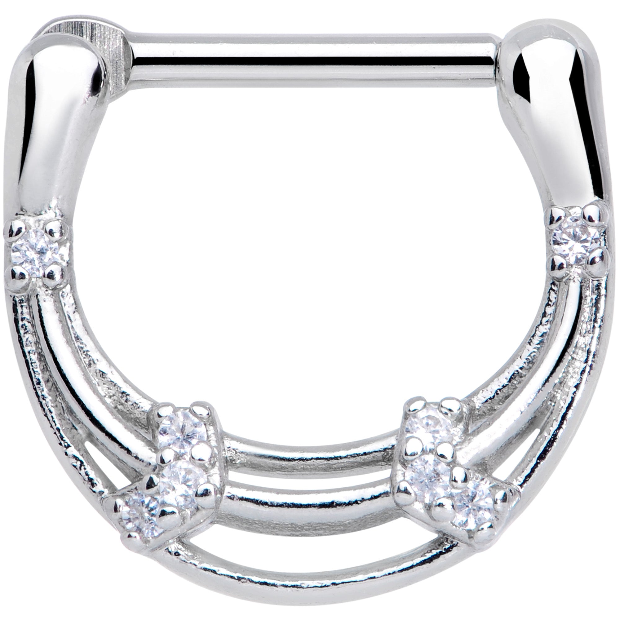 16G 3/8 Clear Gem Bands Open Loops Septum Clicker