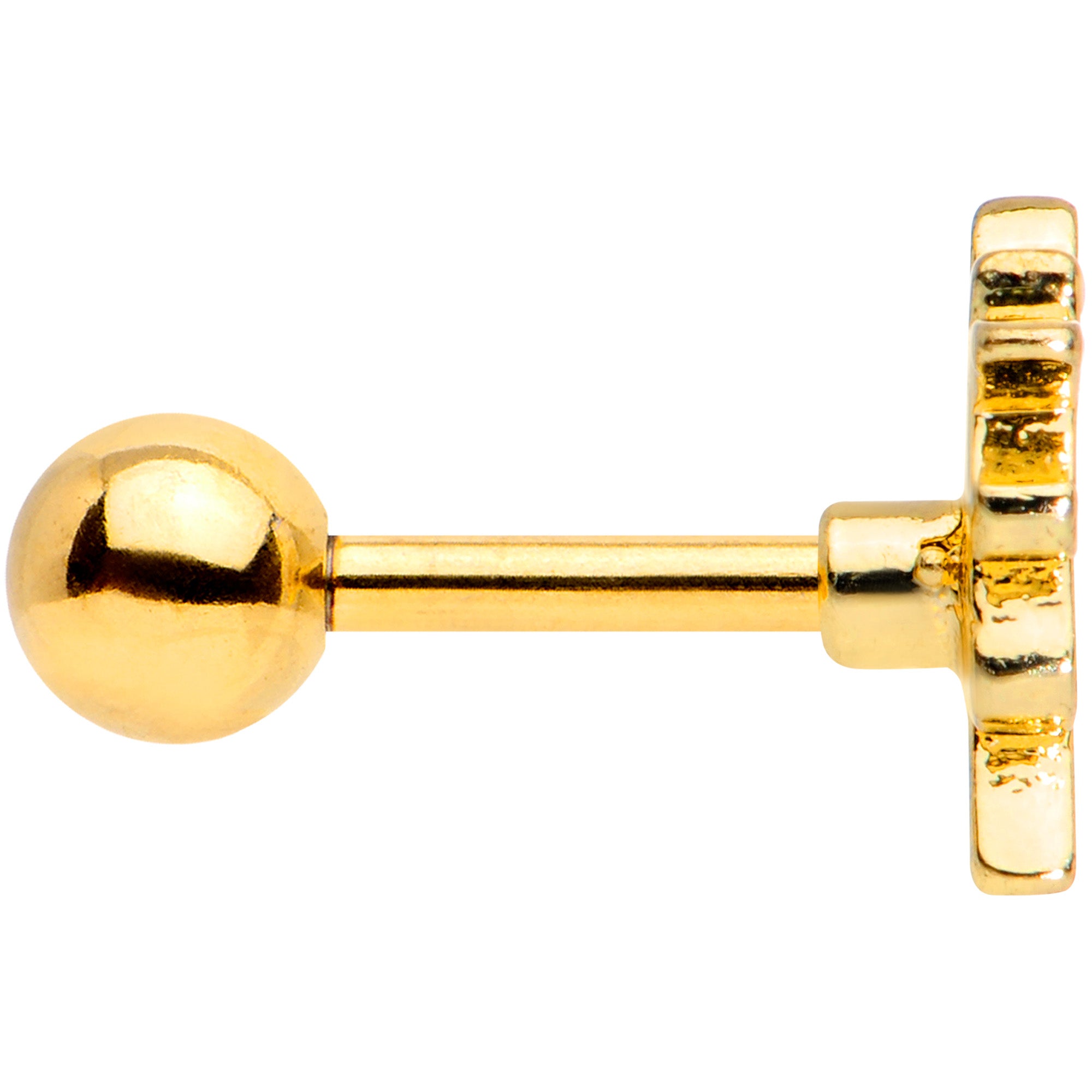 16G 1/4 Gold Tone Rainbow Unicorn Cartilage Tragus Earring