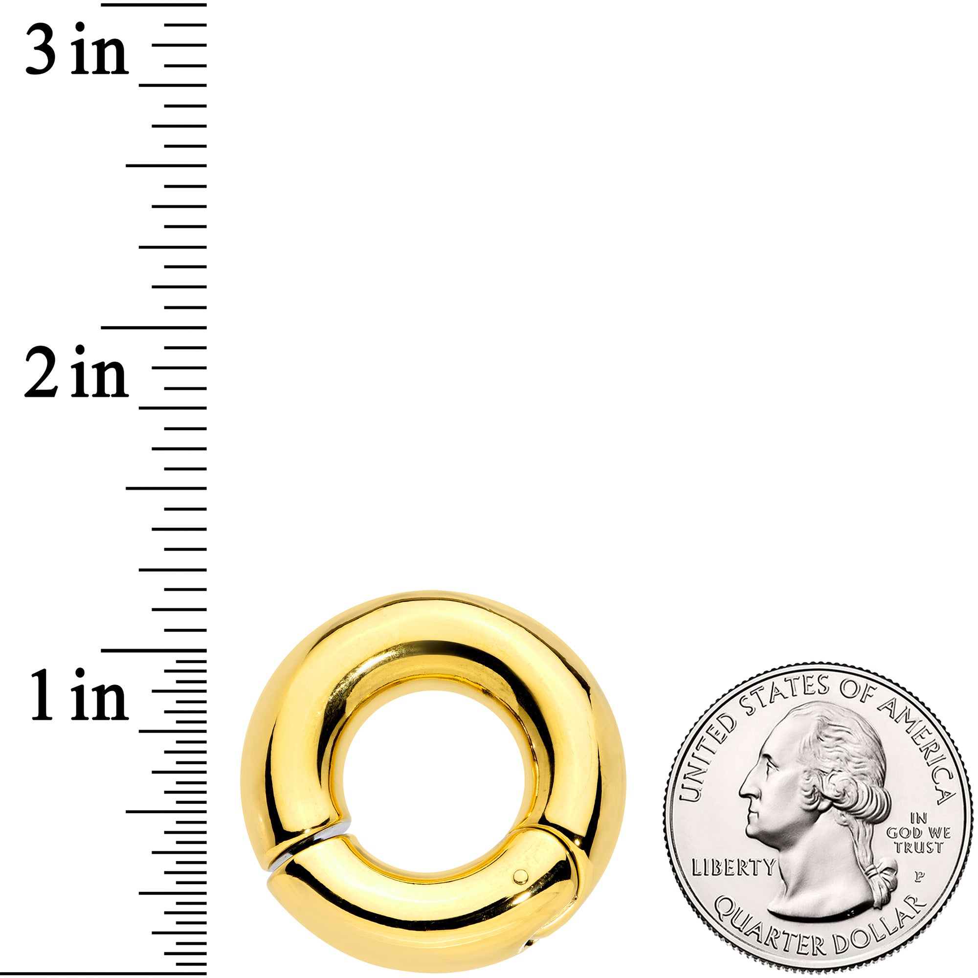 0G 9/16 Gold Tone PVD Steel Hinged Segment Ring