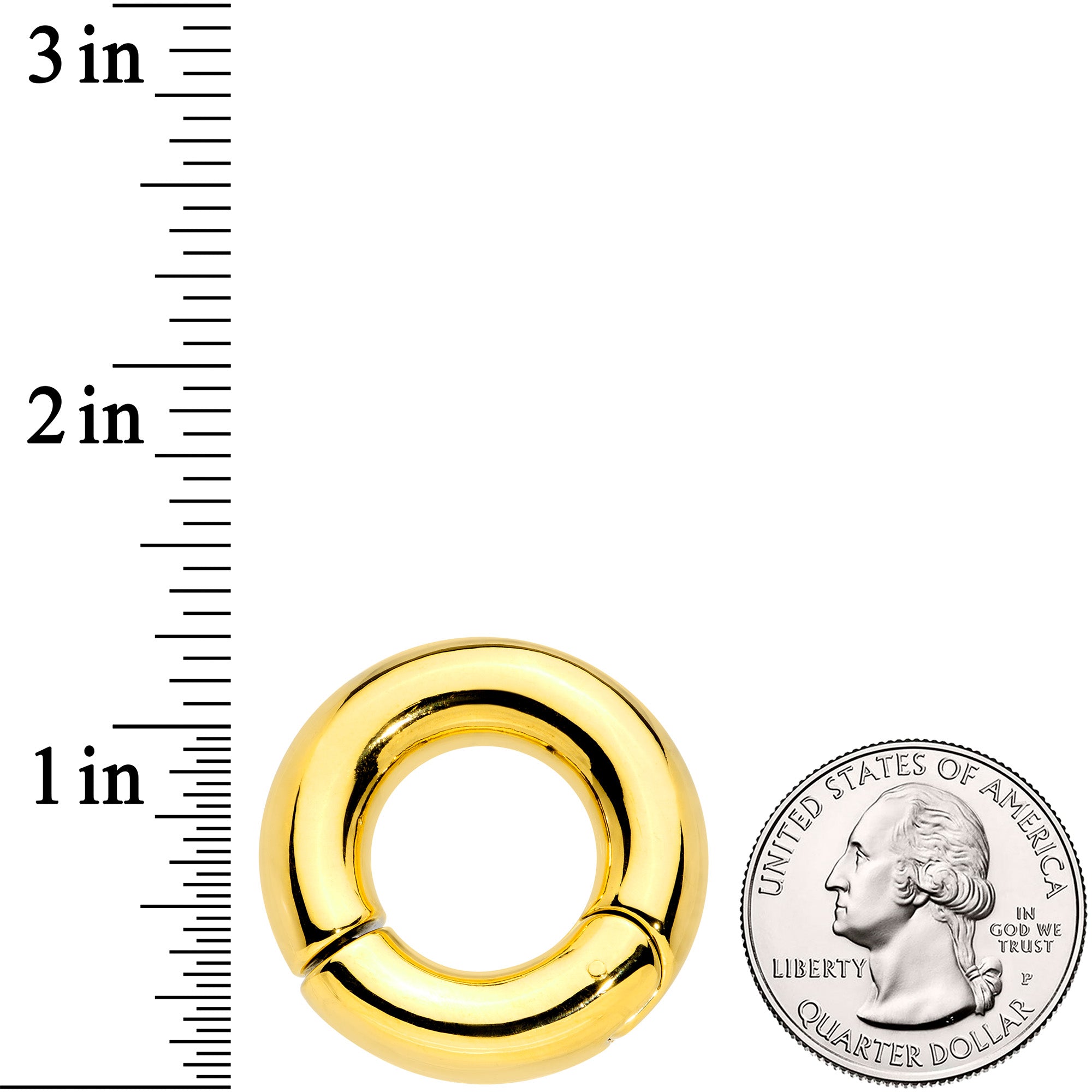 0G 5/8 Gold Tone PVD Steel Hinged Segment Ring