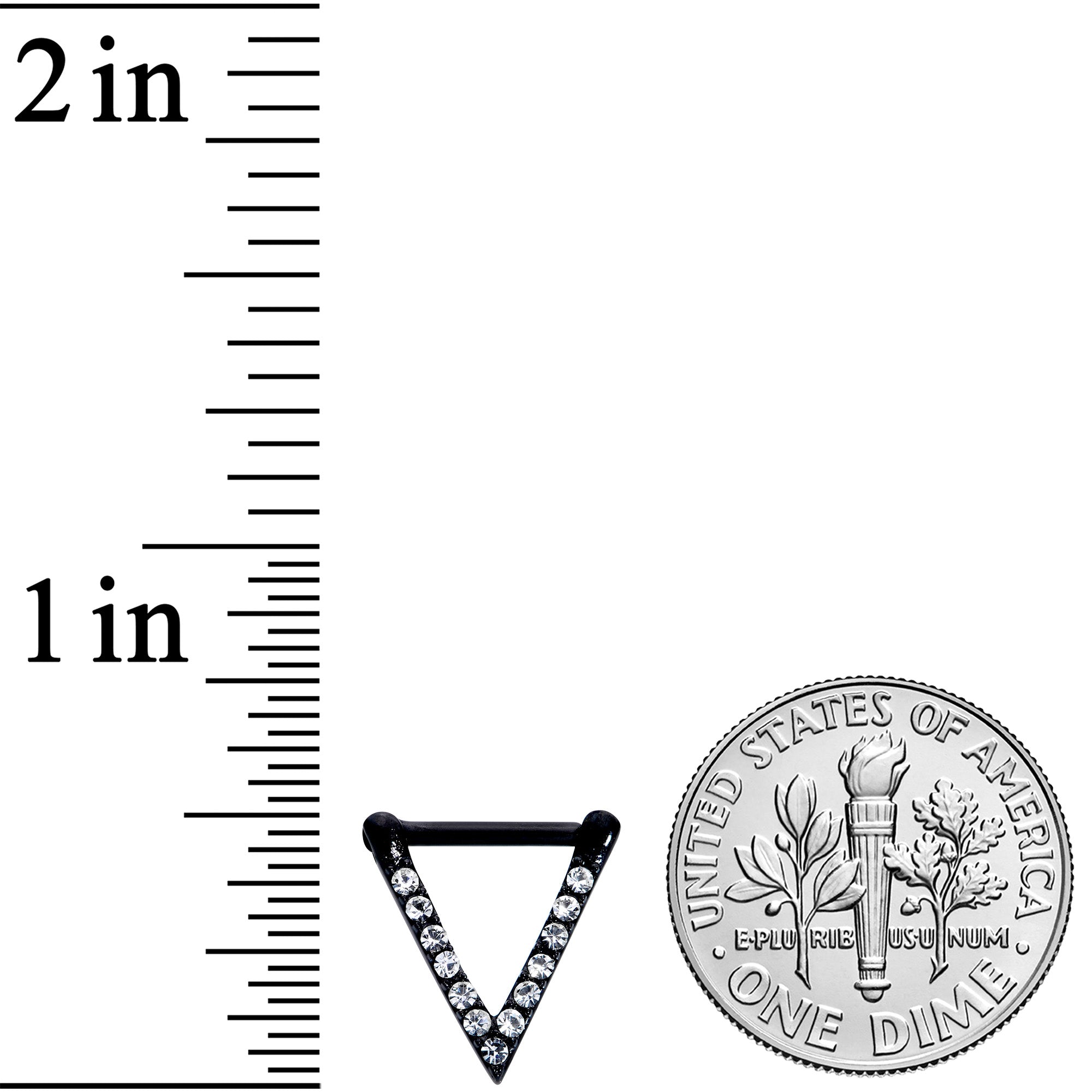 16G 5/16 Clear CZ Gem Black Sleek Triangle Septum Clicker