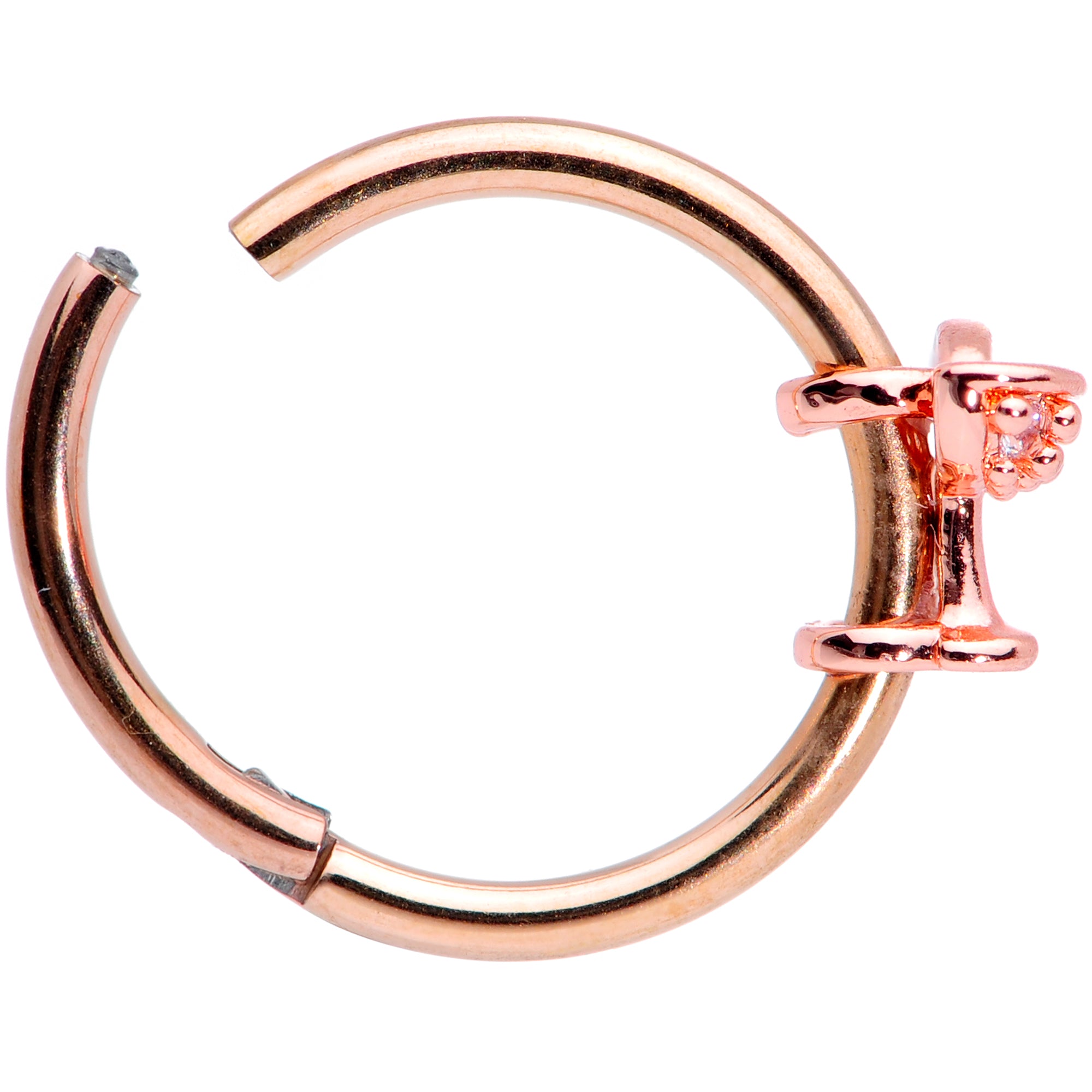 16G 3/8 Clear Gem Rose Gold Tone Cocktail New Year Septum Clicker