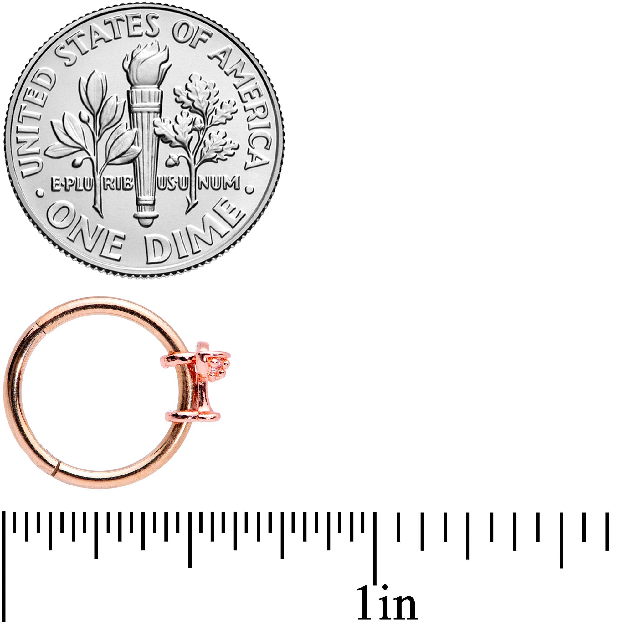 16G 3/8 Clear Gem Rose Gold Tone Cocktail New Year Septum Clicker