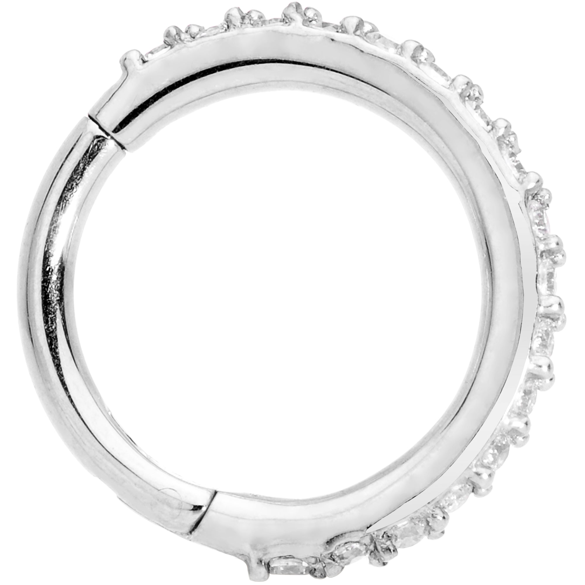 16 Gauge 5/16 Clear CZ Gem Stainless Steel Hinged Segment Ring