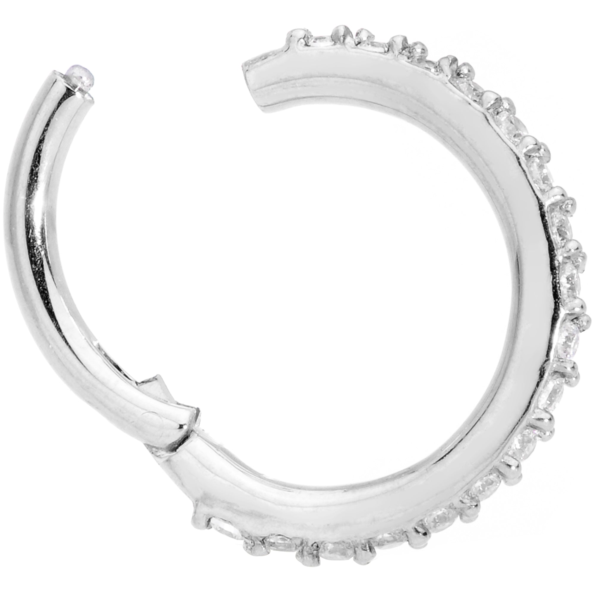 16 Gauge 5/16 Clear CZ Gem Stainless Steel Hinged Segment Ring