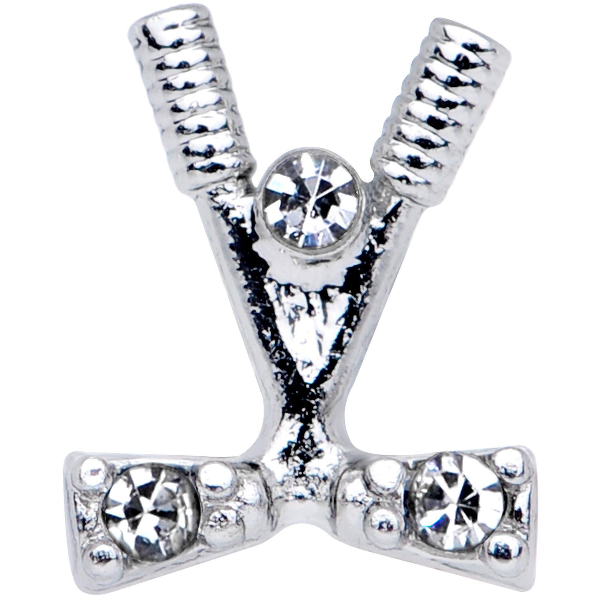 16G 1/4 Clear CZ Gem Crossed Golf Clubs Cartilage Tragus Earring