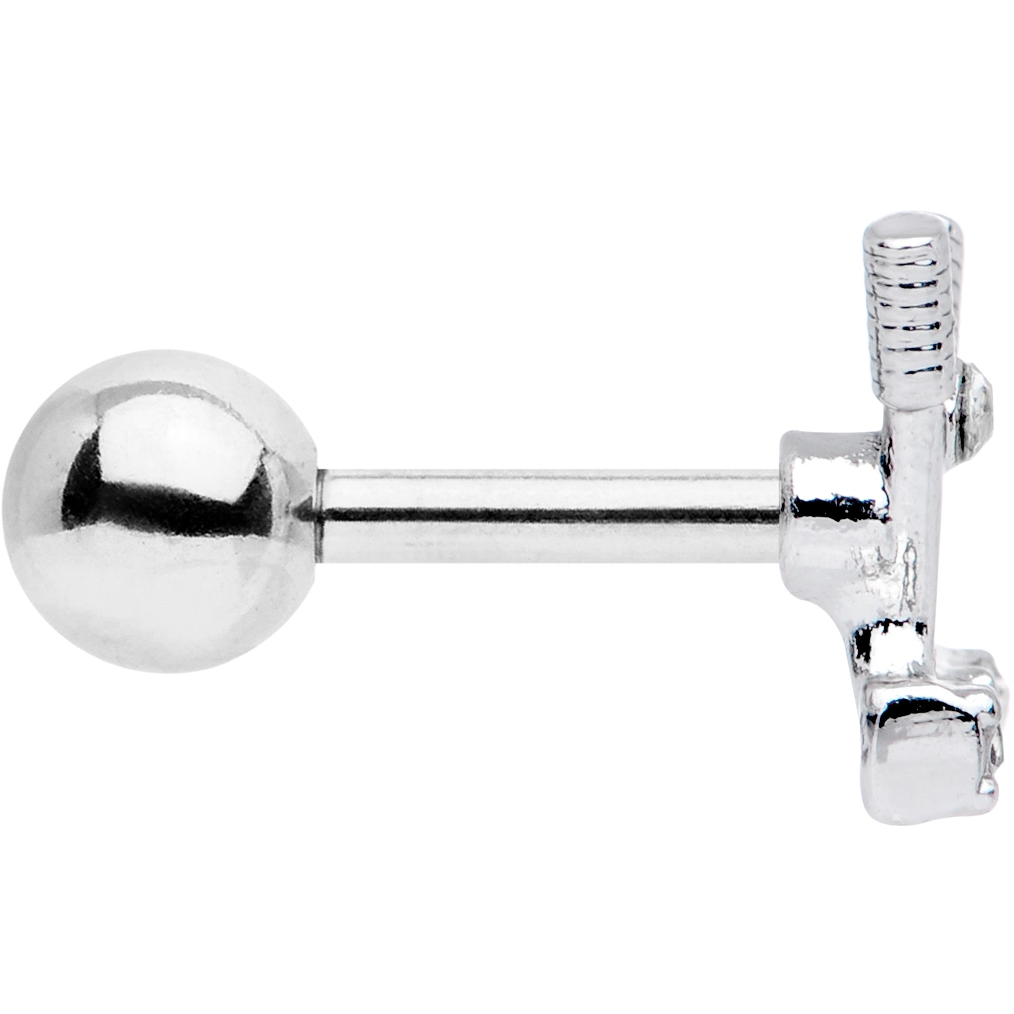 16G 1/4 Clear CZ Gem Crossed Golf Clubs Cartilage Tragus Earring