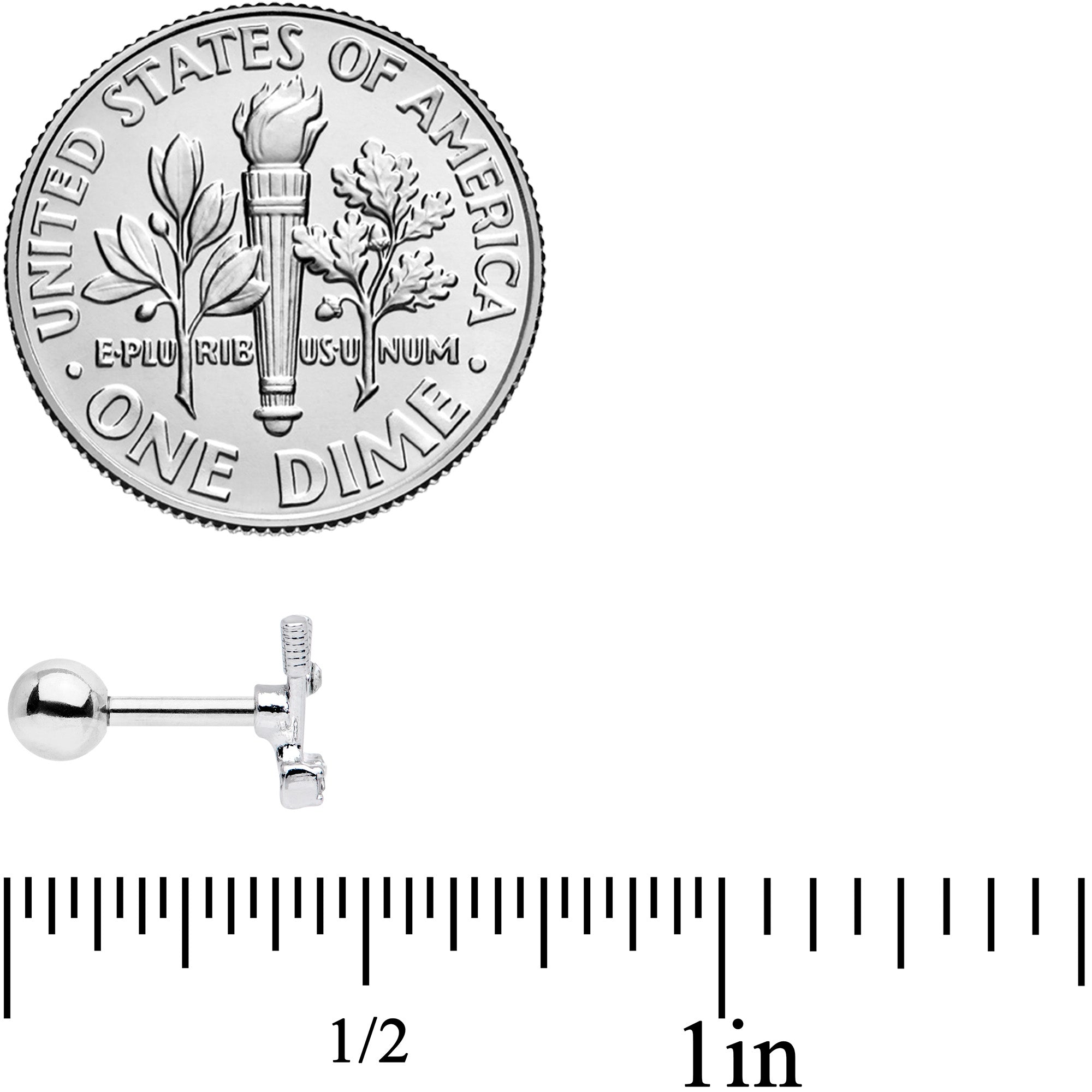 16G 1/4 Clear CZ Gem Crossed Golf Clubs Cartilage Tragus Earring