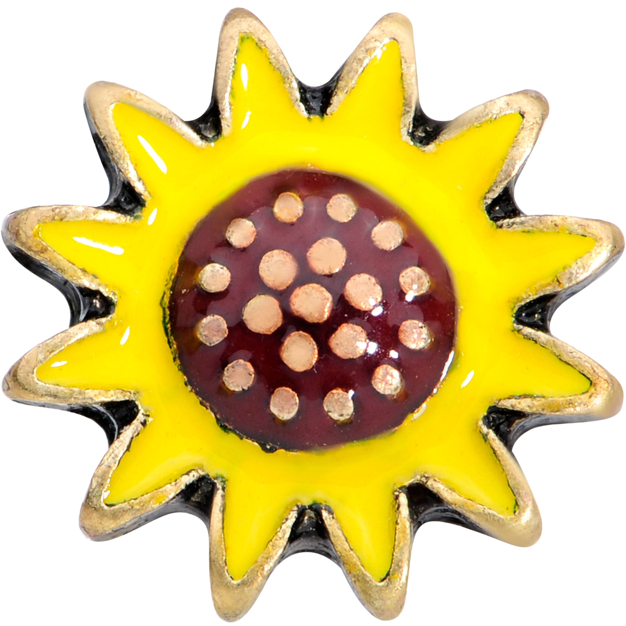 16G 5/16 Gold Tone Sunny Sunflower Labret Monroe Tragus