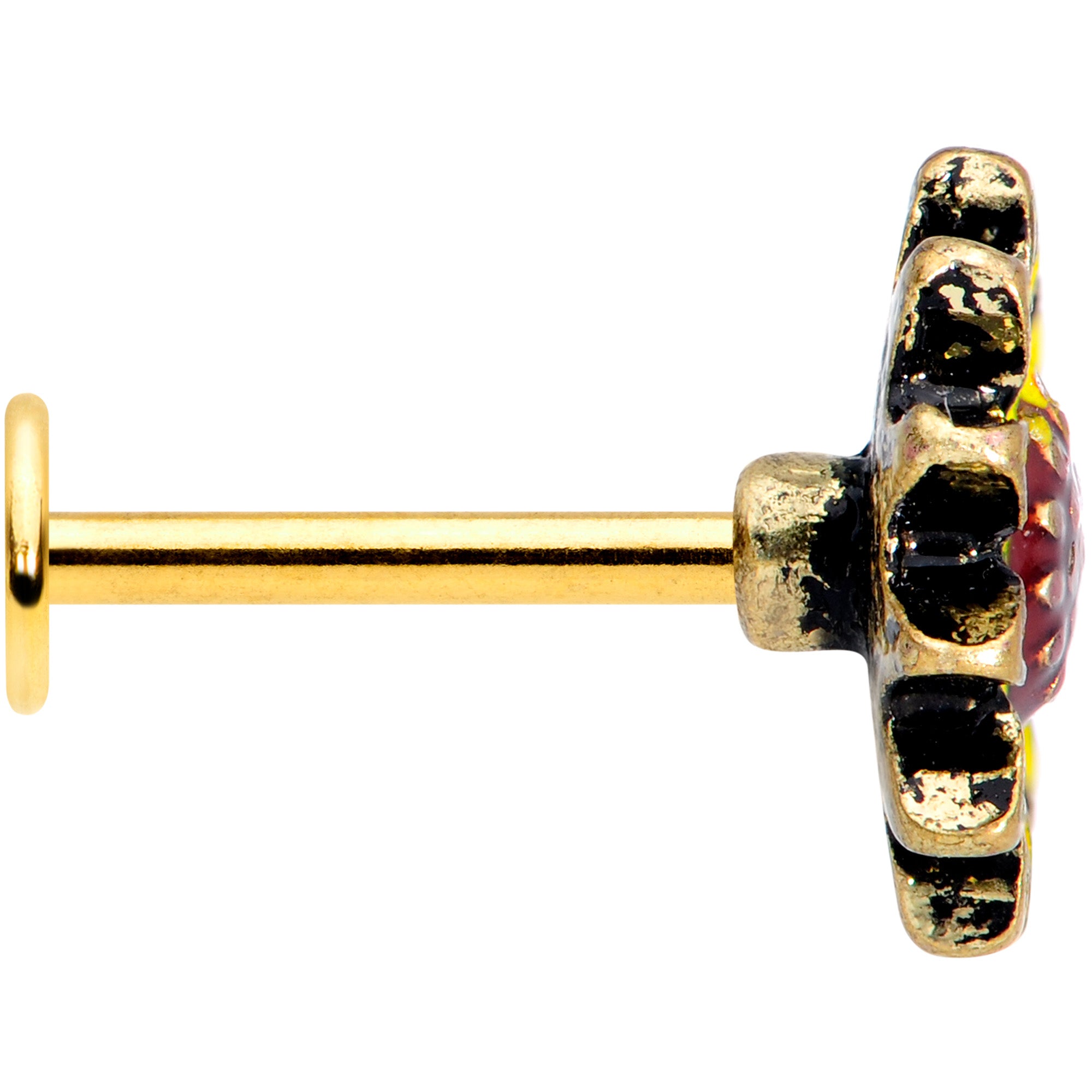 16G 5/16 Gold Tone Sunny Sunflower Labret Monroe Tragus