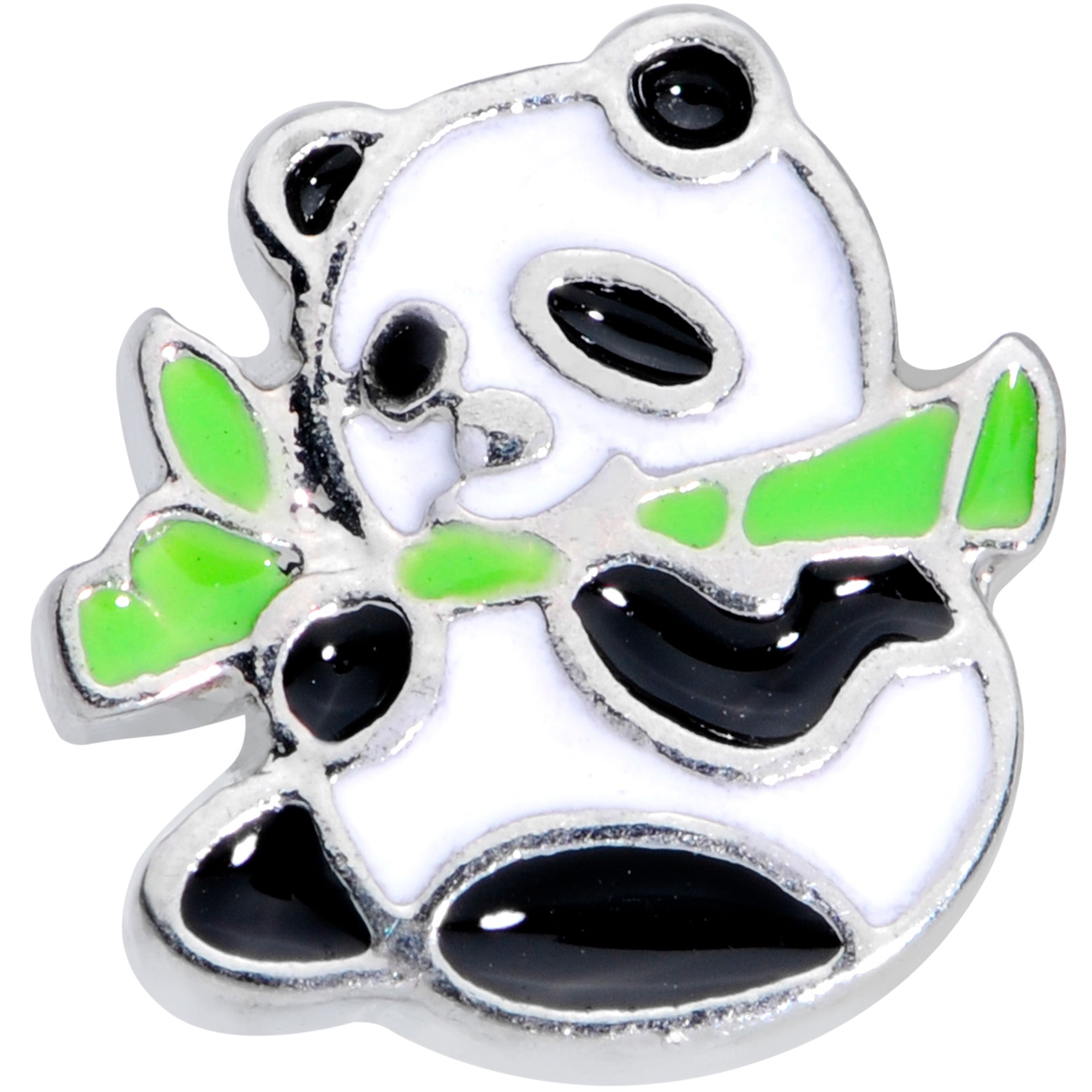 16G 1/4 Black White Hungry Panda Bear Cartilage Tragus Earring