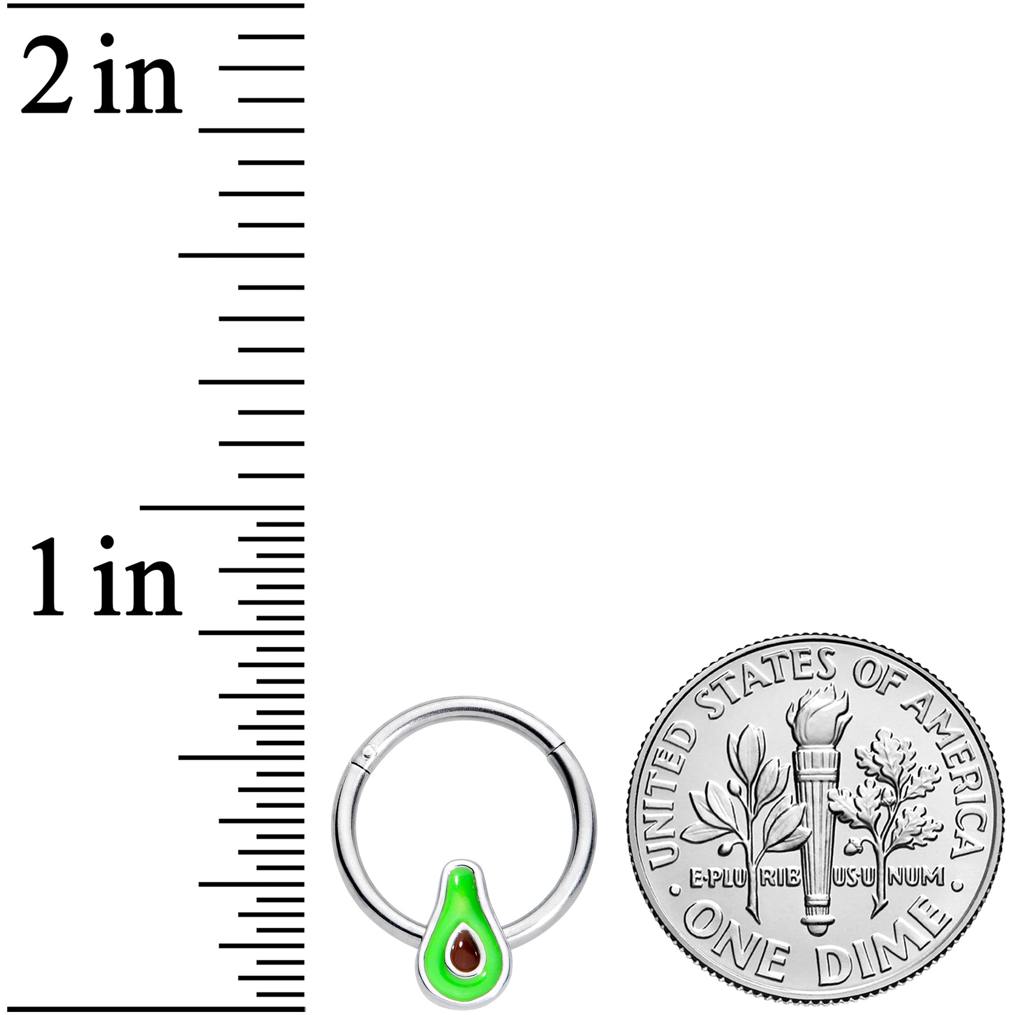 16G 3/8 Groovy Green Avocado Fruit Hinged Segment Ring